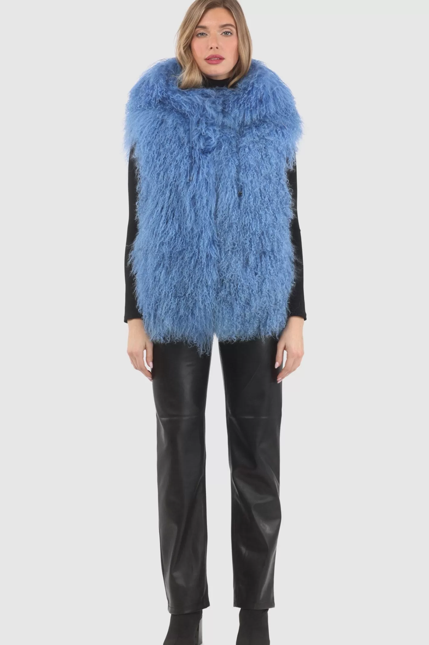 Women GORSKI Montreal Reversible Select Mongolian Shearling Lamb Vest With Loro Piana Cashmere & Wool Back