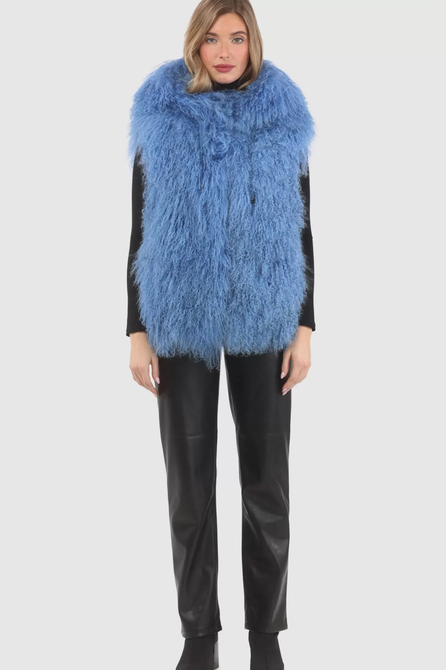 Women GORSKI Montreal Reversible Select Mongolian Shearling Lamb Vest With Loro Piana Cashmere & Wool Back