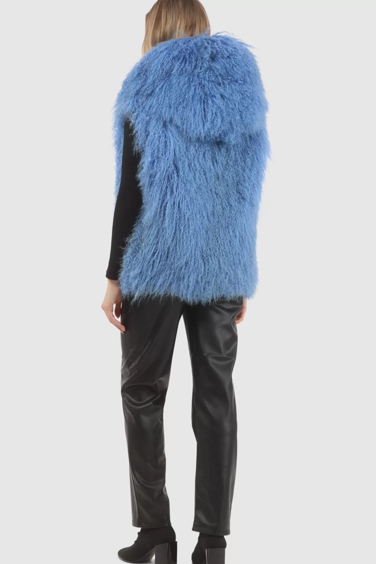 Women GORSKI Montreal Reversible Select Mongolian Shearling Lamb Vest With Loro Piana Cashmere & Wool Back