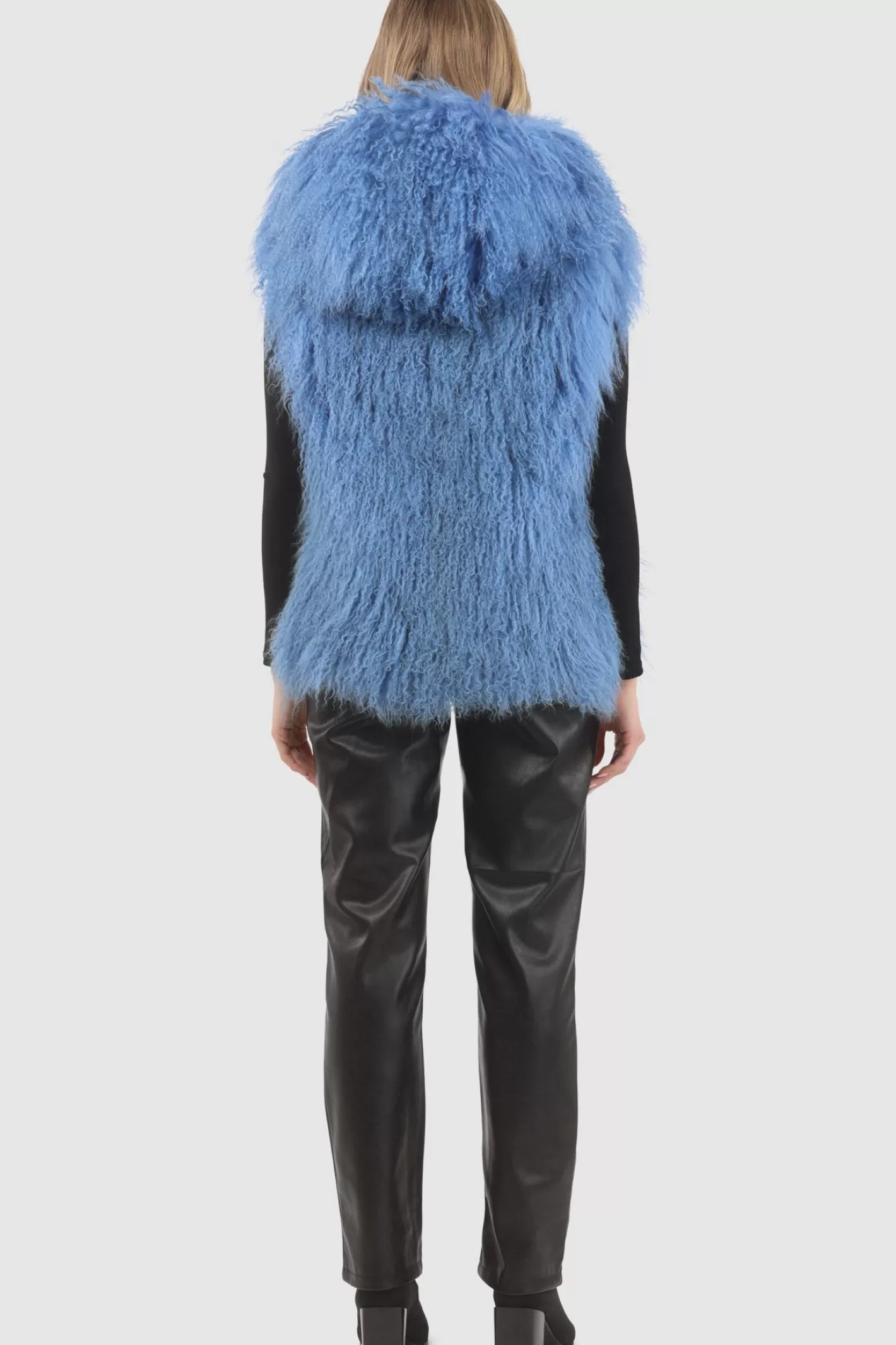 Women GORSKI Montreal Reversible Select Mongolian Shearling Lamb Vest With Loro Piana Cashmere & Wool Back