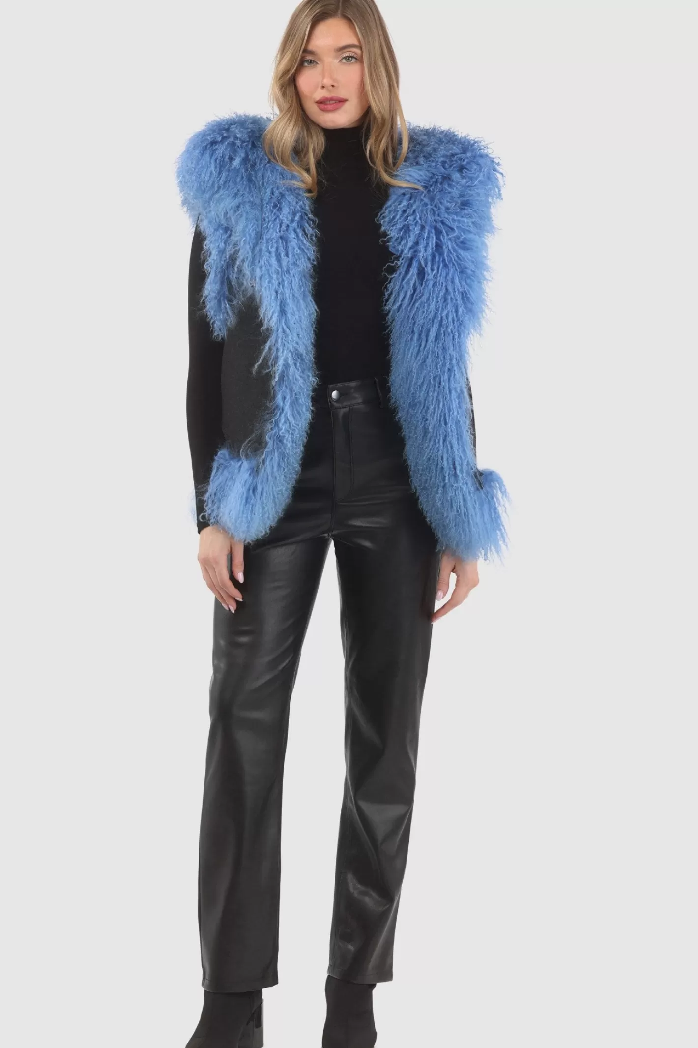 Women GORSKI Montreal Reversible Select Mongolian Shearling Lamb Vest With Loro Piana Cashmere & Wool Back
