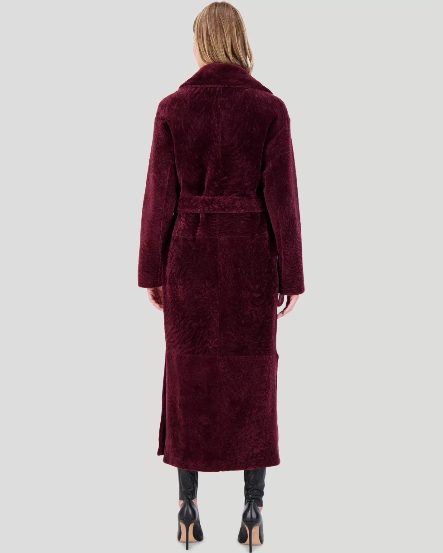 Women GORSKI Montreal Reversible Select Shearling Lamb Coat With Side Slits And Belt