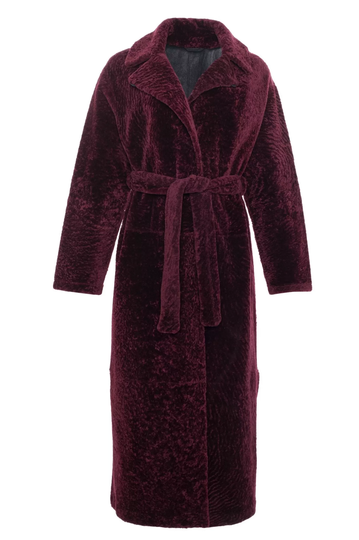 Women GORSKI Montreal Reversible Select Shearling Lamb Coat With Side Slits And Belt