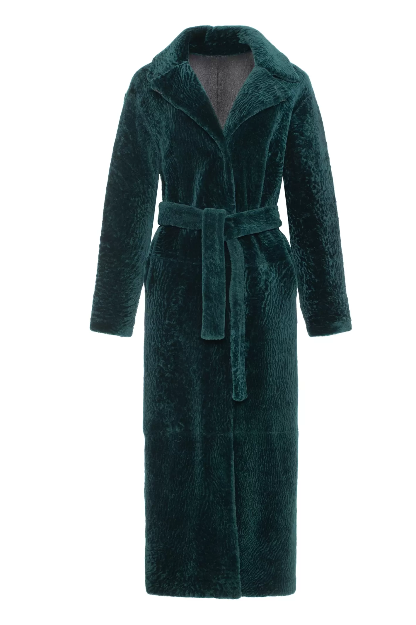 Women GORSKI Montreal Reversible Select Shearling Lamb Coat With Side Slits And Belt