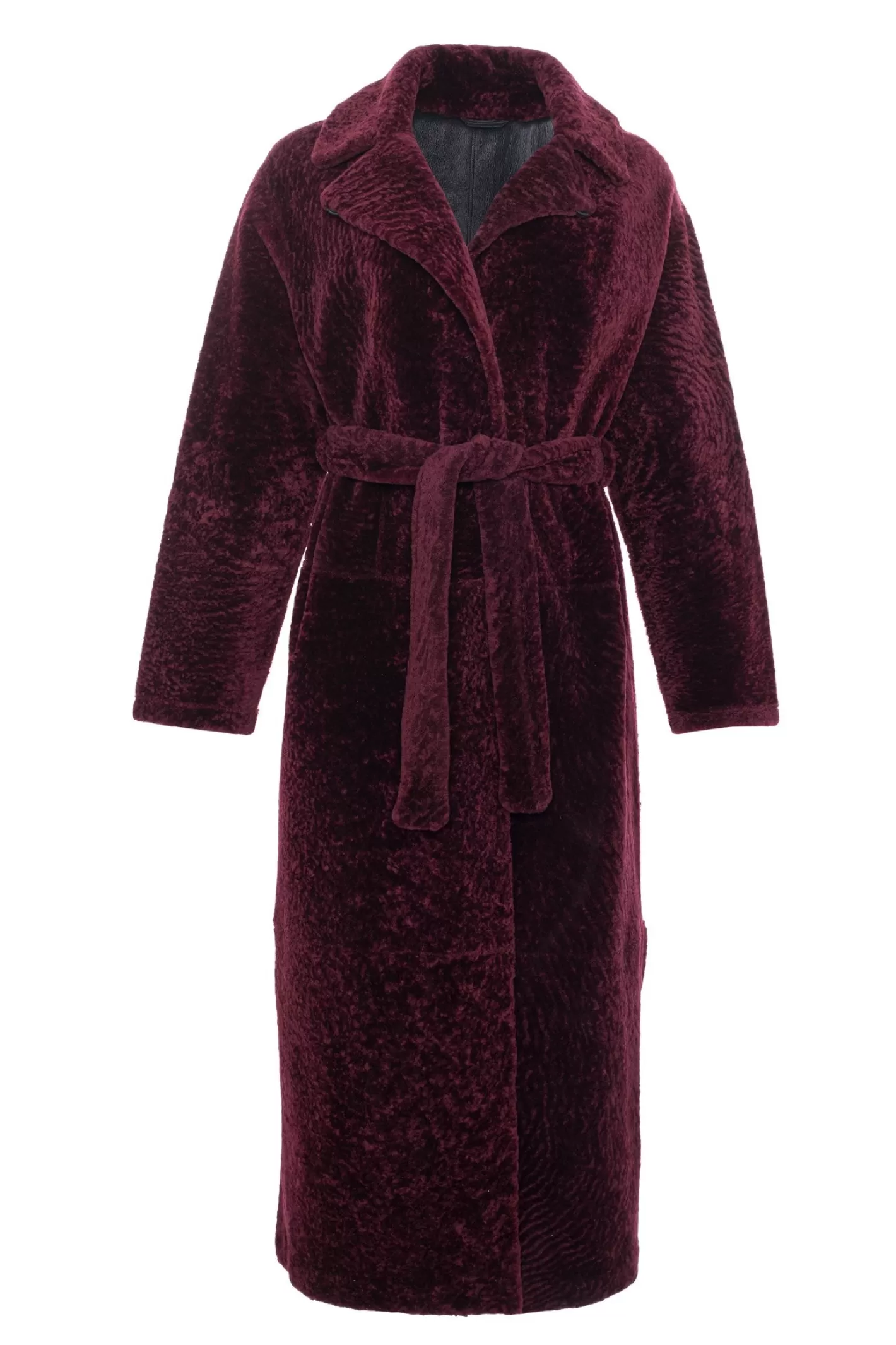 Women GORSKI Montreal Reversible Select Shearling Lamb Coat With Side Slits And Belt