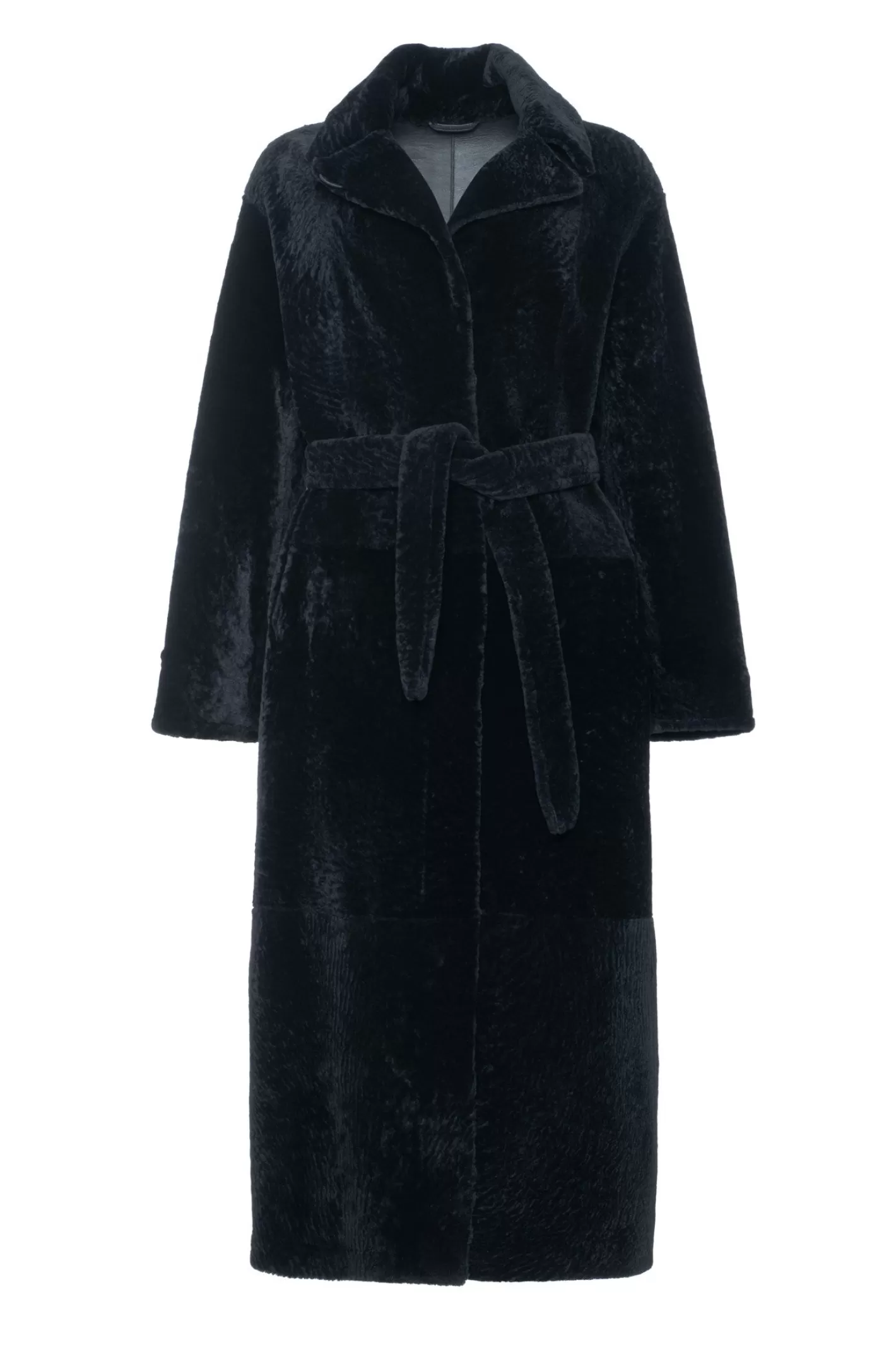 Women GORSKI Montreal Reversible Select Shearling Lamb Coat With Side Slits And Belt