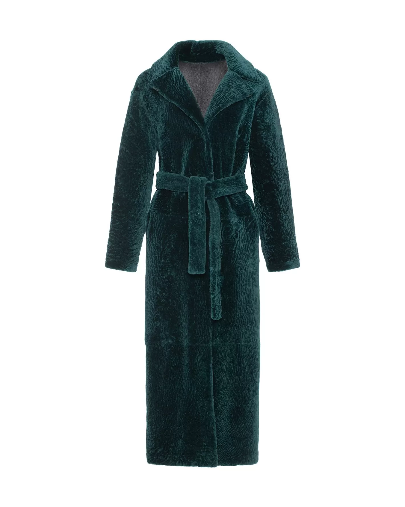 Women GORSKI Montreal Reversible Select Shearling Lamb Coat With Side Slits And Belt