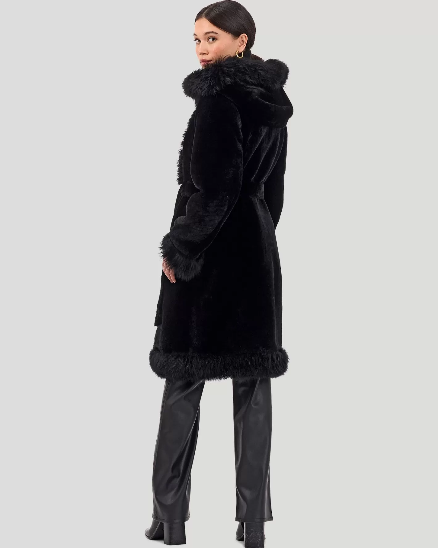 Women GORSKI Montreal Reversible Select Shearling Lamb Parka With Long Hair Merino Trim And Belt