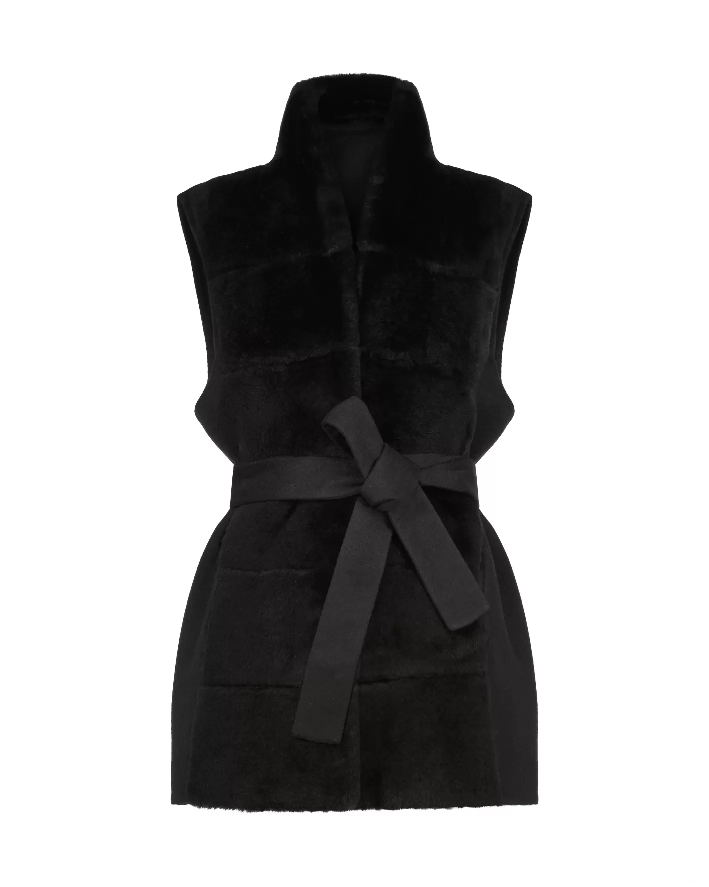Women GORSKI Montreal Reversible Select Shearling Lamb Vest With Cashmere & Wool Back And Belt
