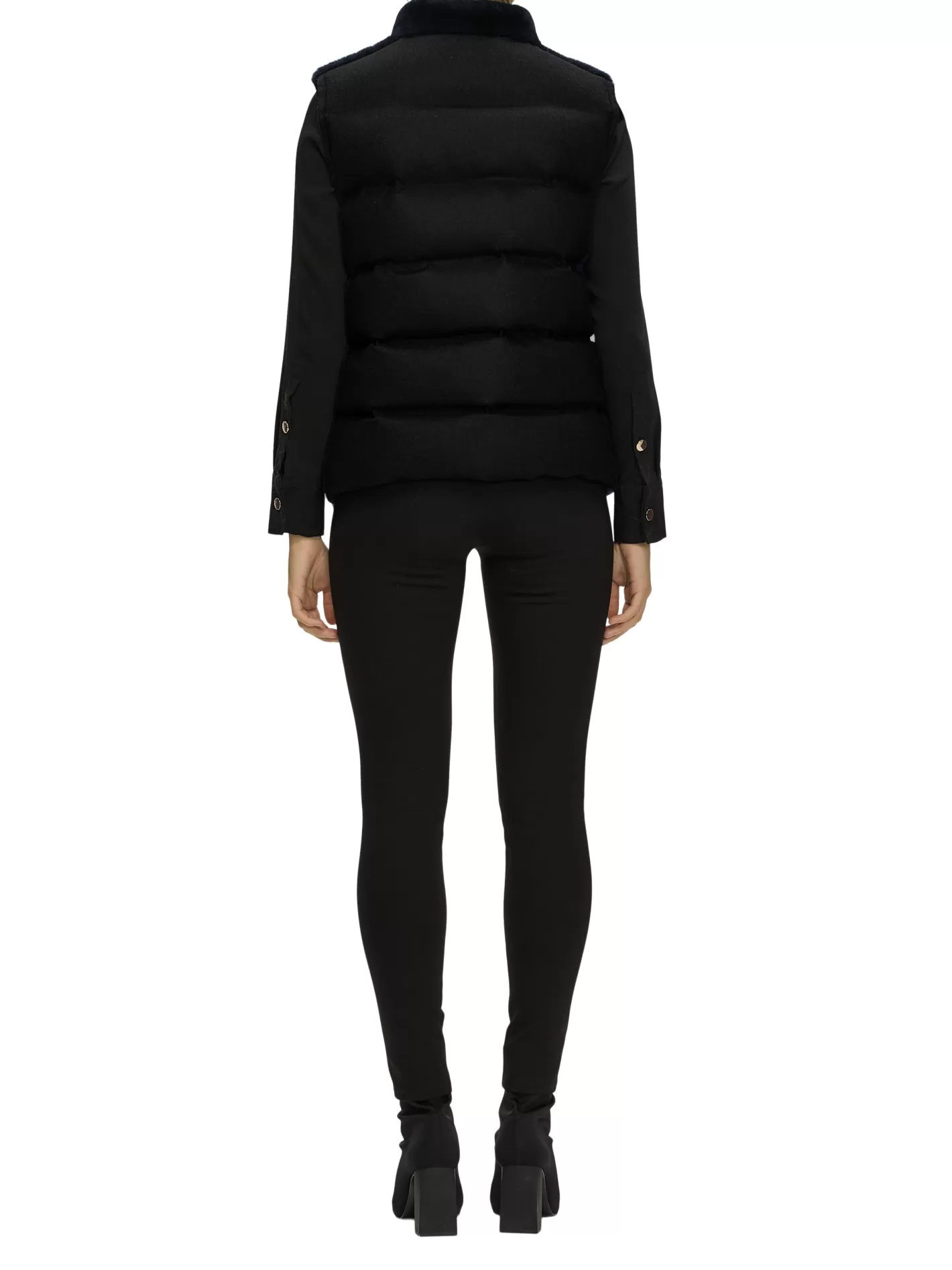 Women GORSKI Montreal Reversible Select Shearling Lamb Vest With Loro Piana Cashmere & Wool Quilted Down Back
