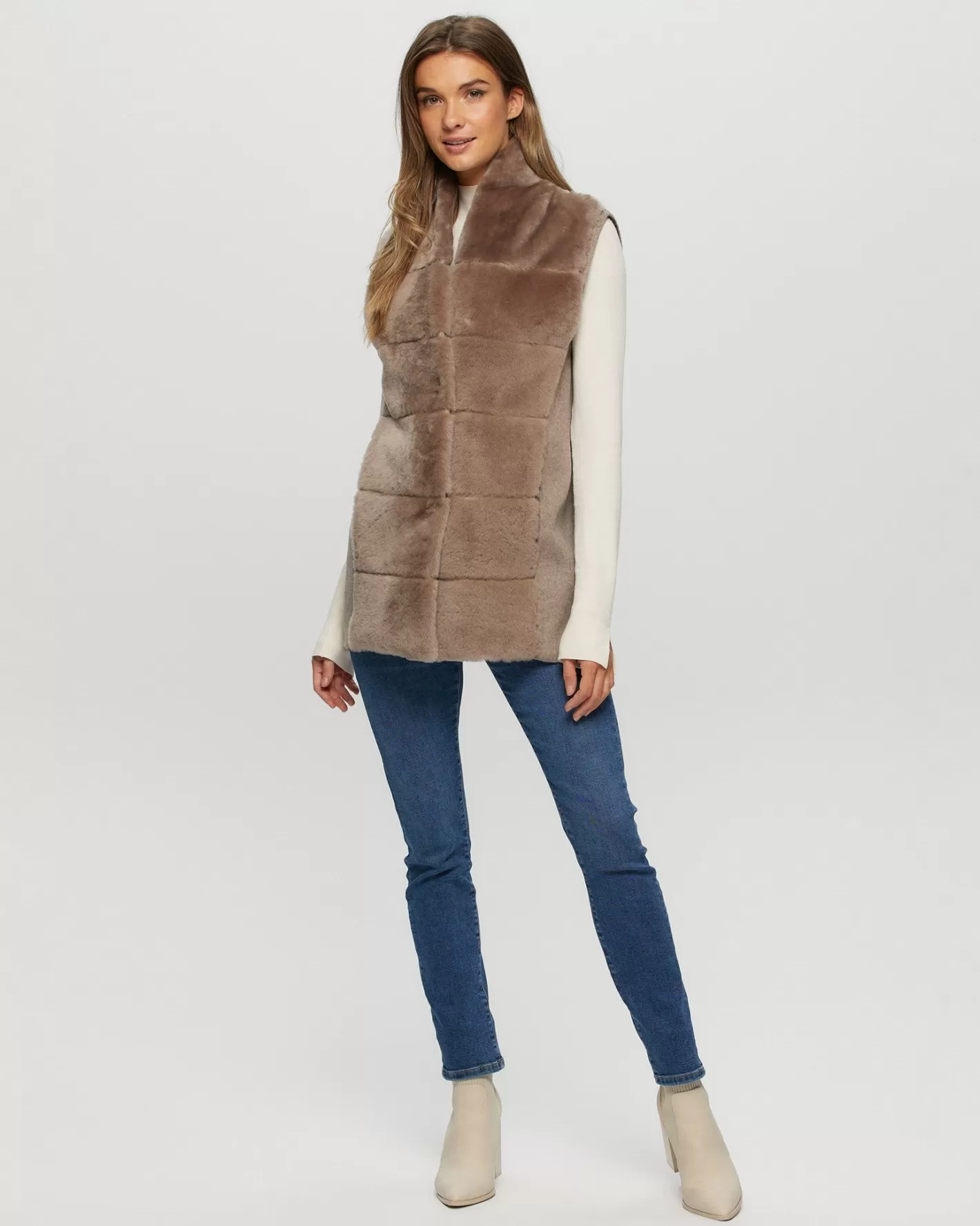 Women GORSKI Montreal Reversible Select Shearling Lamb Vest With Select Cashmere & Wool Back