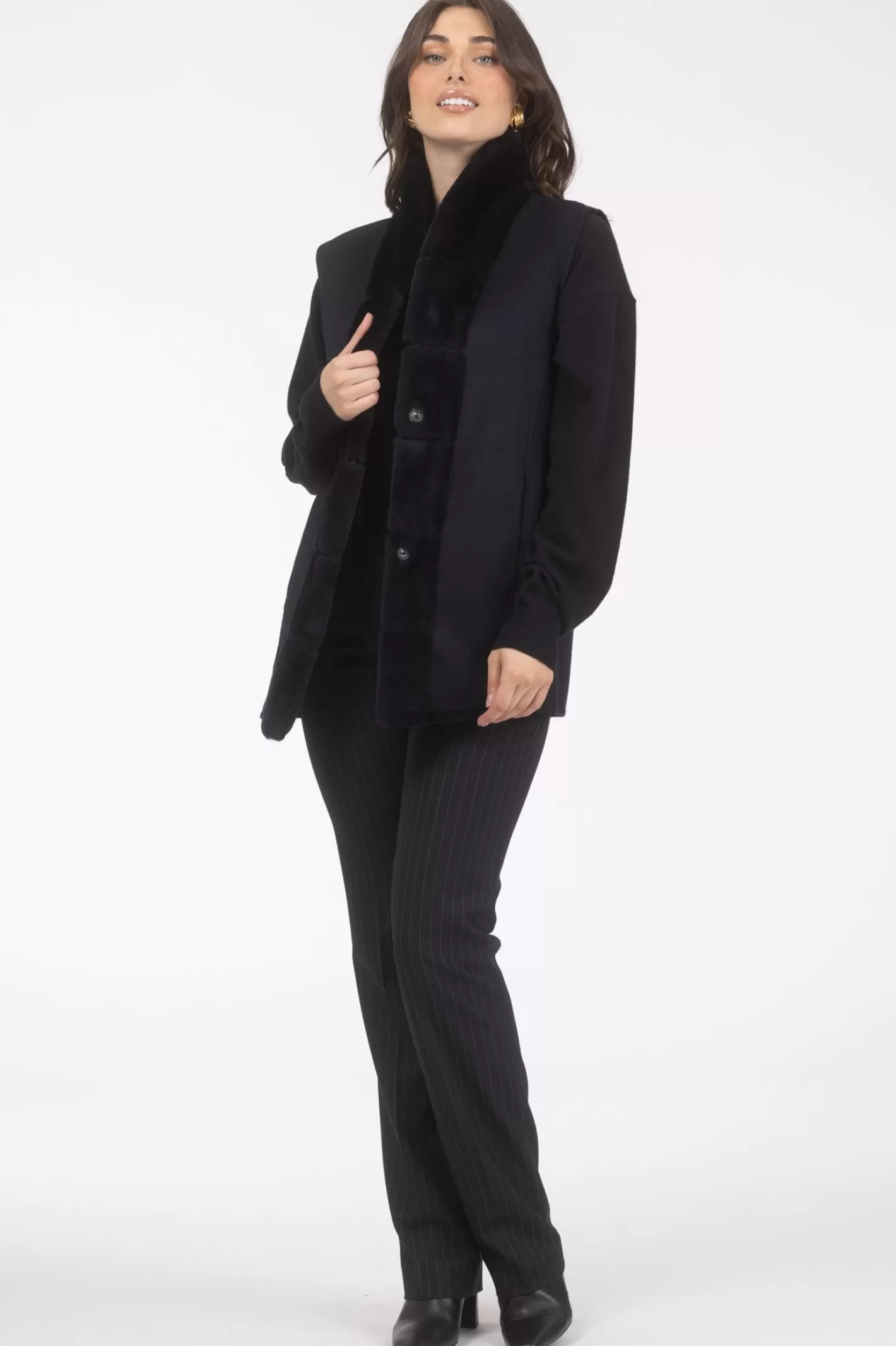 Women GORSKI Montreal Reversible Select Shearling Lamb Vest With Select Cashmere & Wool Back