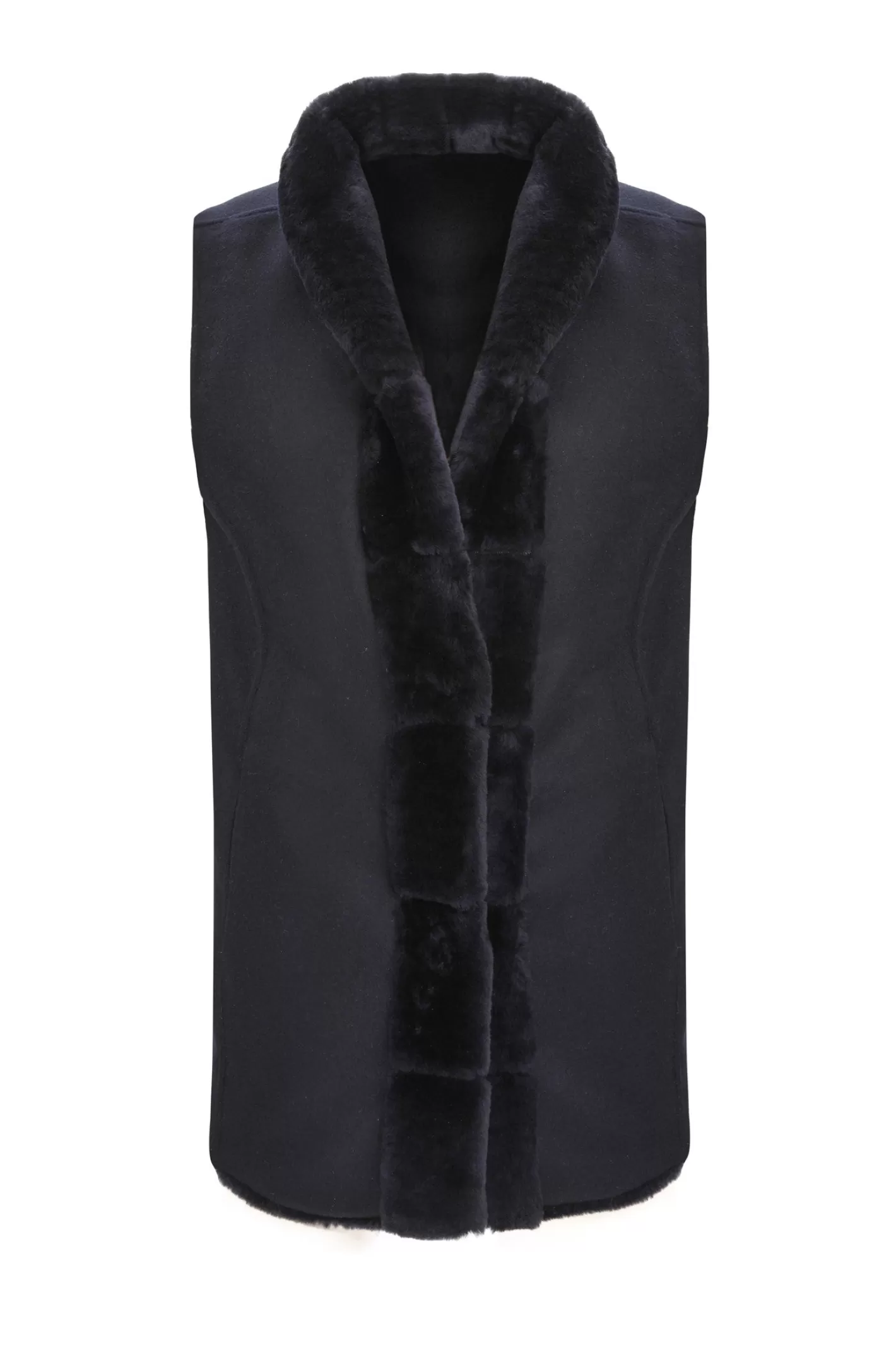 Women GORSKI Montreal Reversible Select Shearling Lamb Vest With Select Cashmere & Wool Back