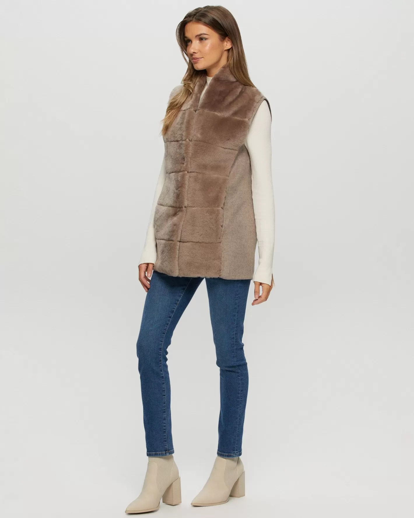 Women GORSKI Montreal Reversible Select Shearling Lamb Vest With Select Cashmere & Wool Back