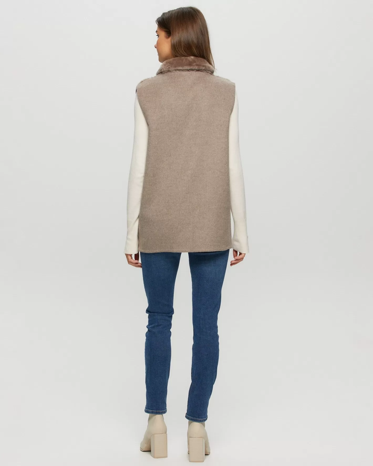 Women GORSKI Montreal Reversible Select Shearling Lamb Vest With Select Cashmere & Wool Back