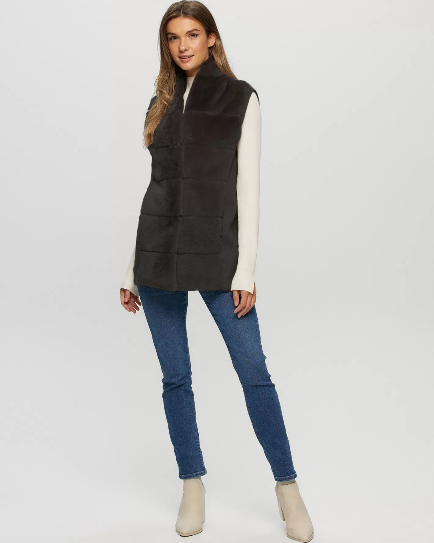Women GORSKI Montreal Reversible Select Shearling Lamb Vest With Select Cashmere & Wool Back
