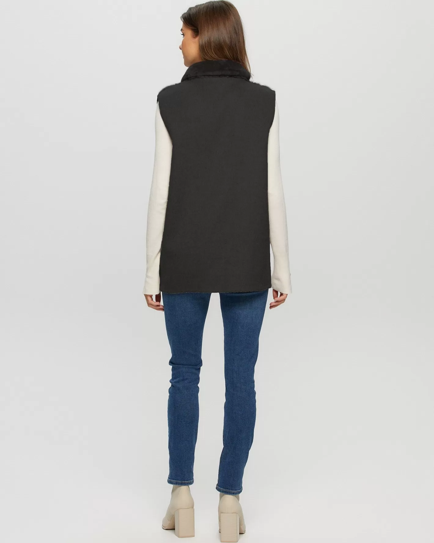 Women GORSKI Montreal Reversible Select Shearling Lamb Vest With Select Cashmere & Wool Back