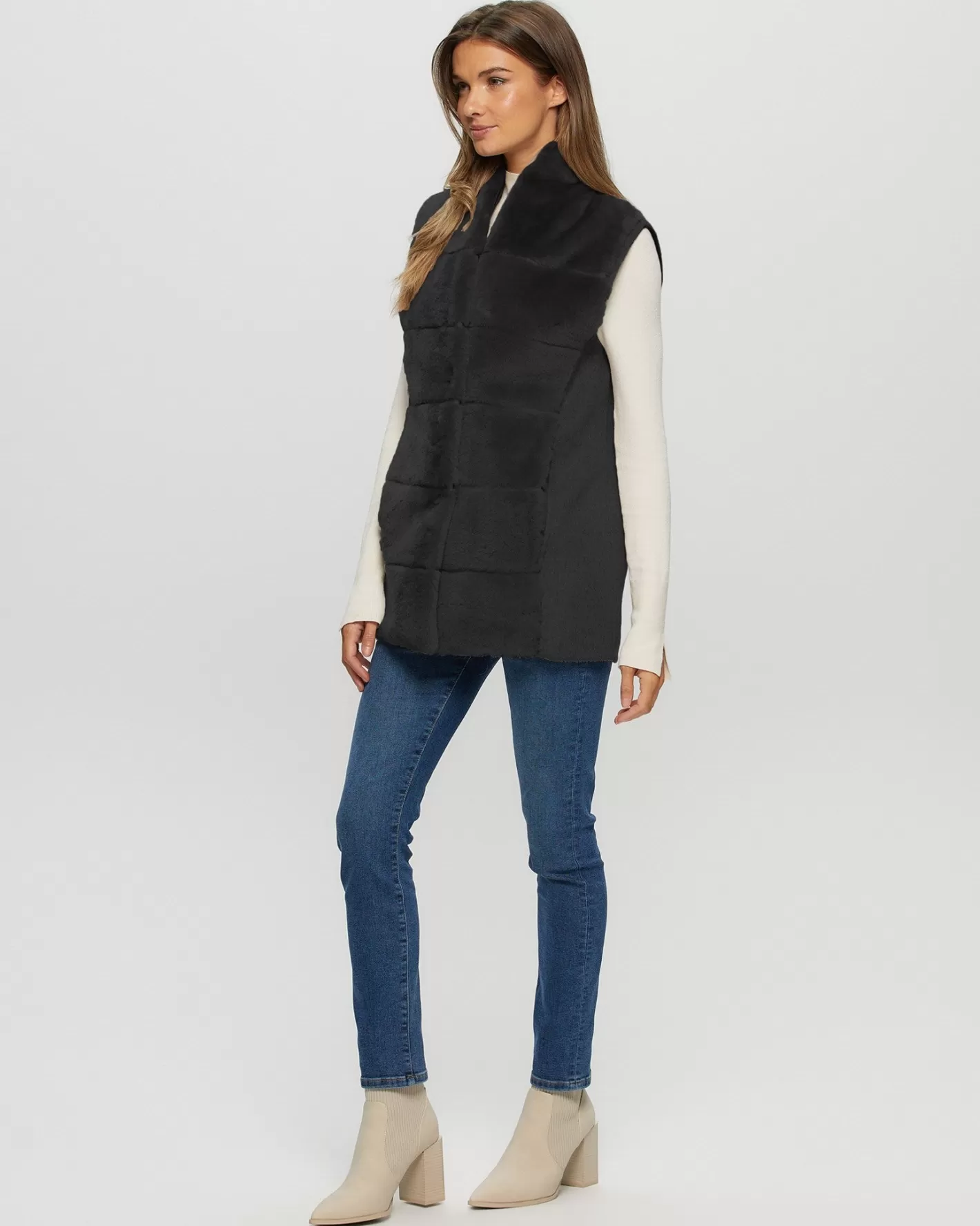 Women GORSKI Montreal Reversible Select Shearling Lamb Vest With Select Cashmere & Wool Back