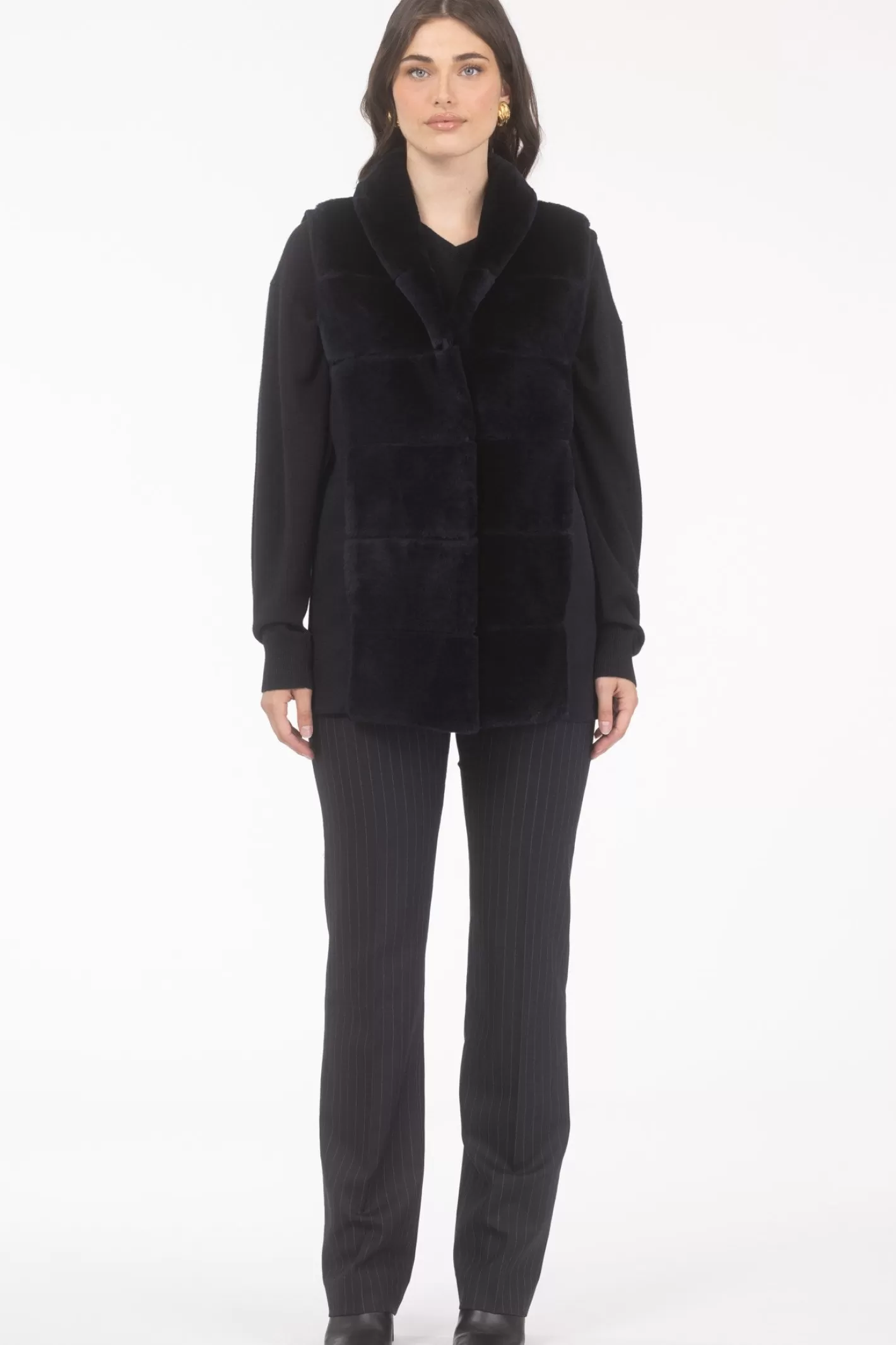 Women GORSKI Montreal Reversible Select Shearling Lamb Vest With Select Cashmere & Wool Back