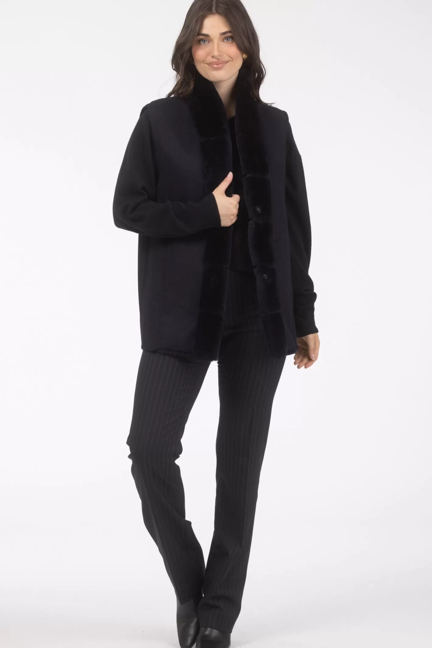 Women GORSKI Montreal Reversible Select Shearling Lamb Vest With Select Cashmere & Wool Back
