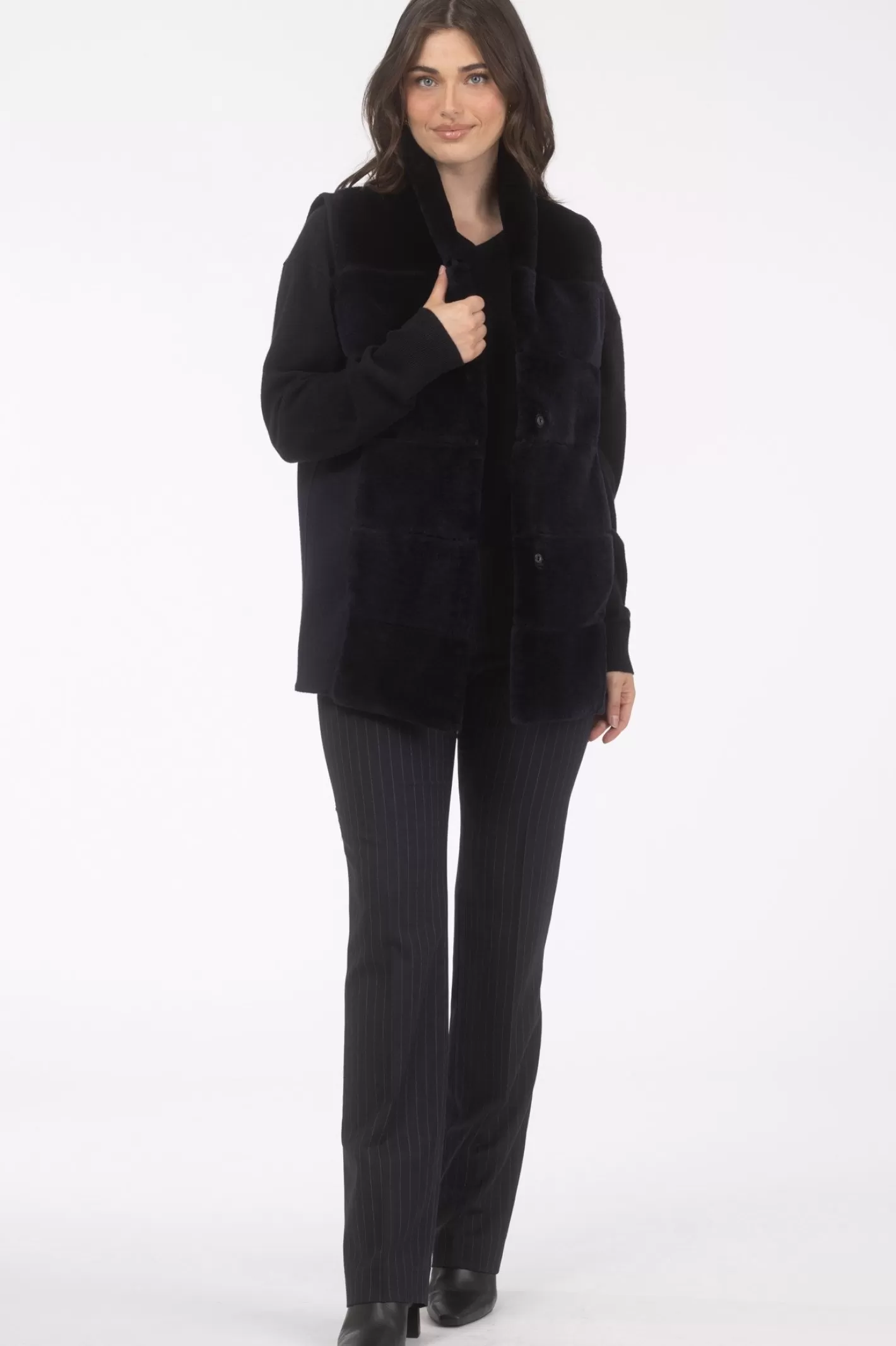 Women GORSKI Montreal Reversible Select Shearling Lamb Vest With Select Cashmere & Wool Back