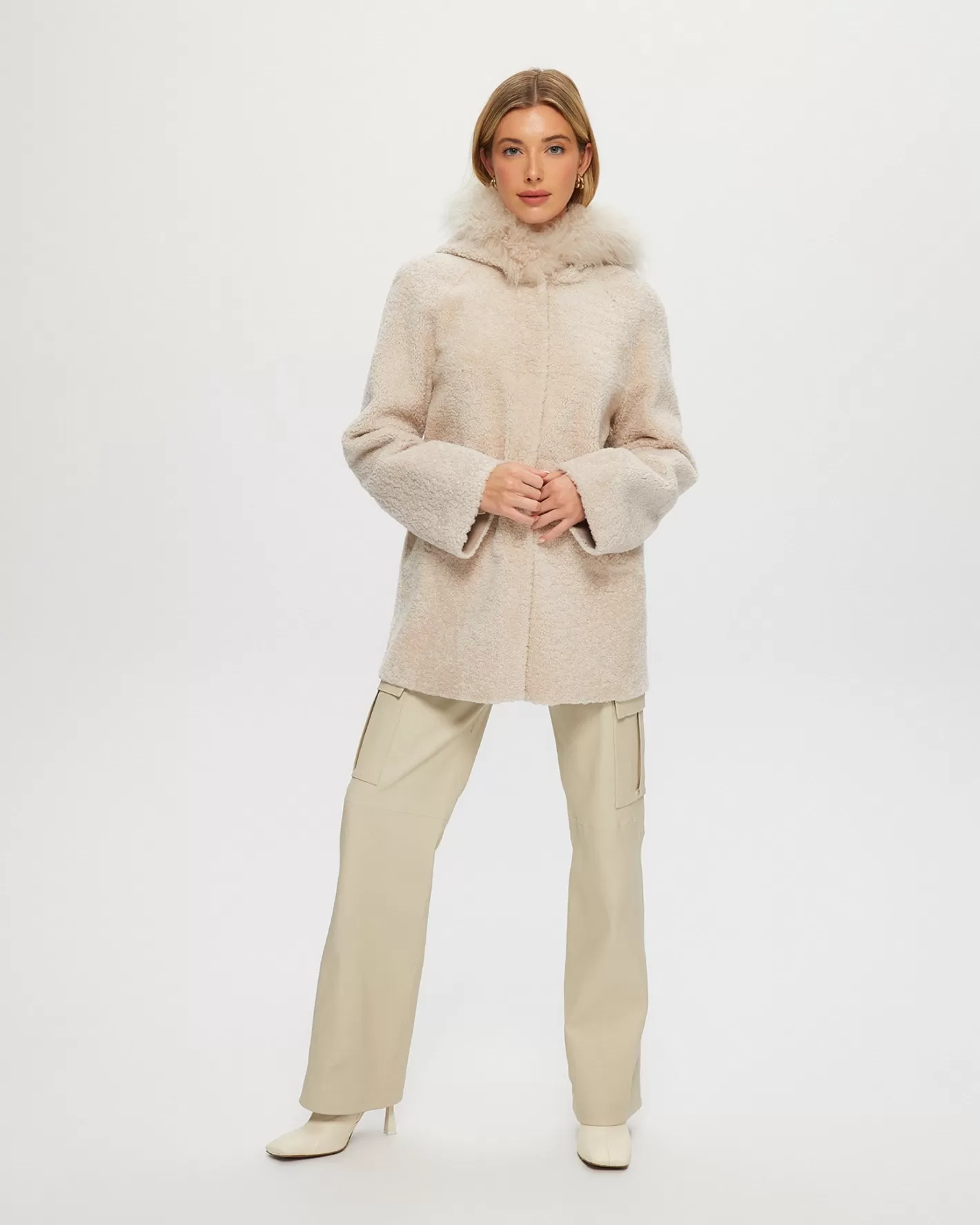 Women GORSKI Montreal Reversible Shearling Lamb Parka With Select Cashmere Goat Hood Trim