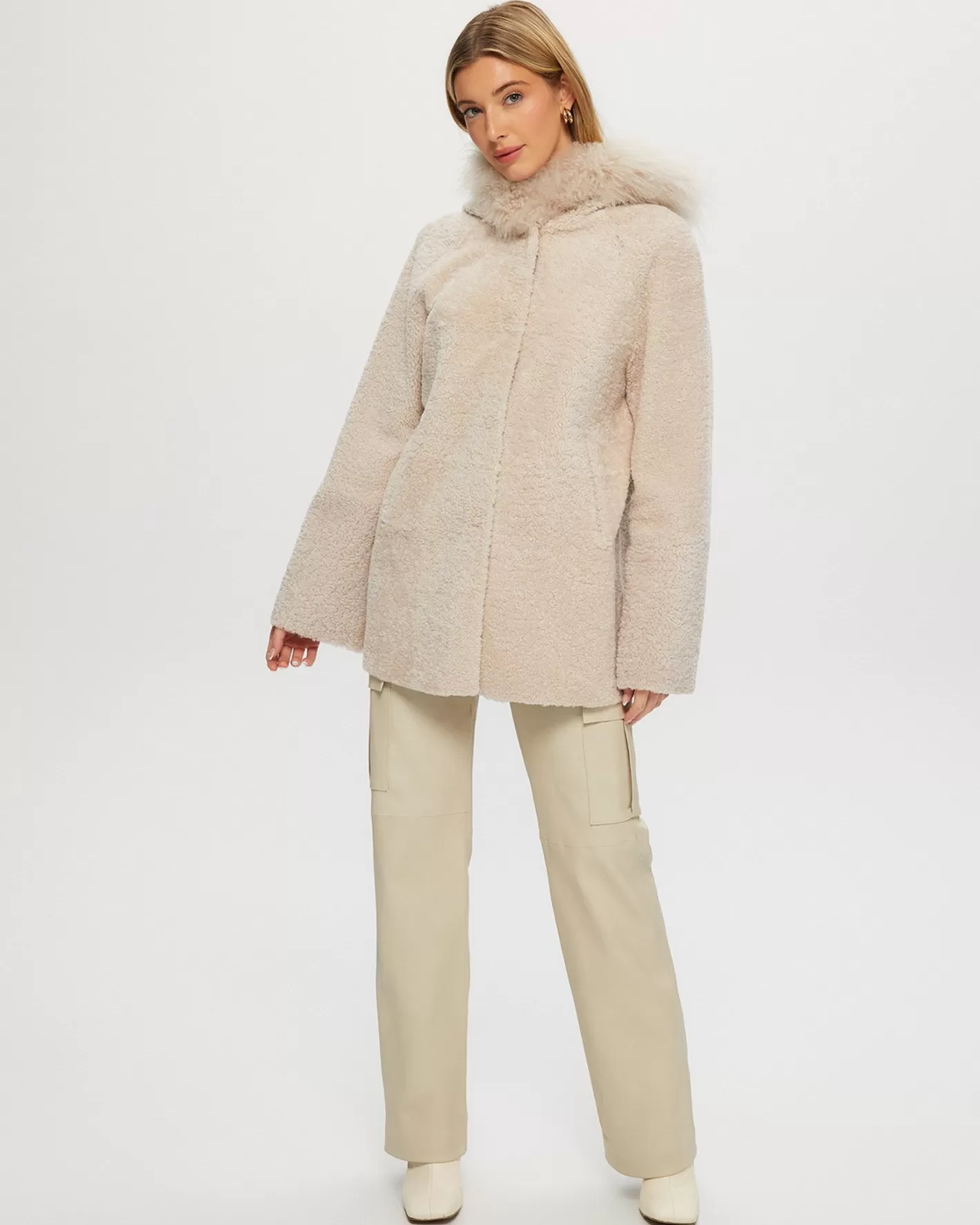 Women GORSKI Montreal Reversible Shearling Lamb Parka With Select Cashmere Goat Hood Trim