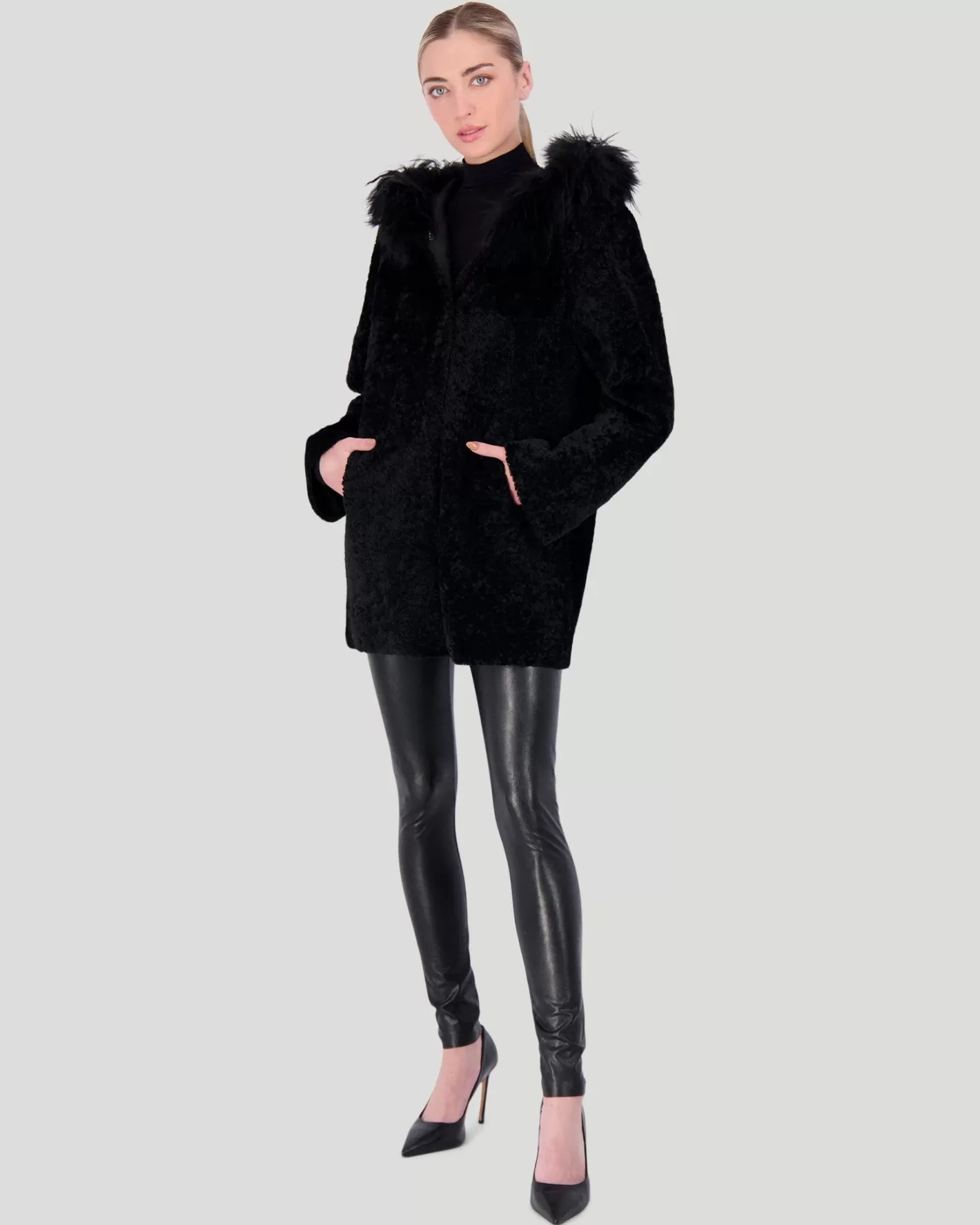 Women GORSKI Montreal Reversible Shearling Lamb Parka With Select Cashmere Goat Hood Trim