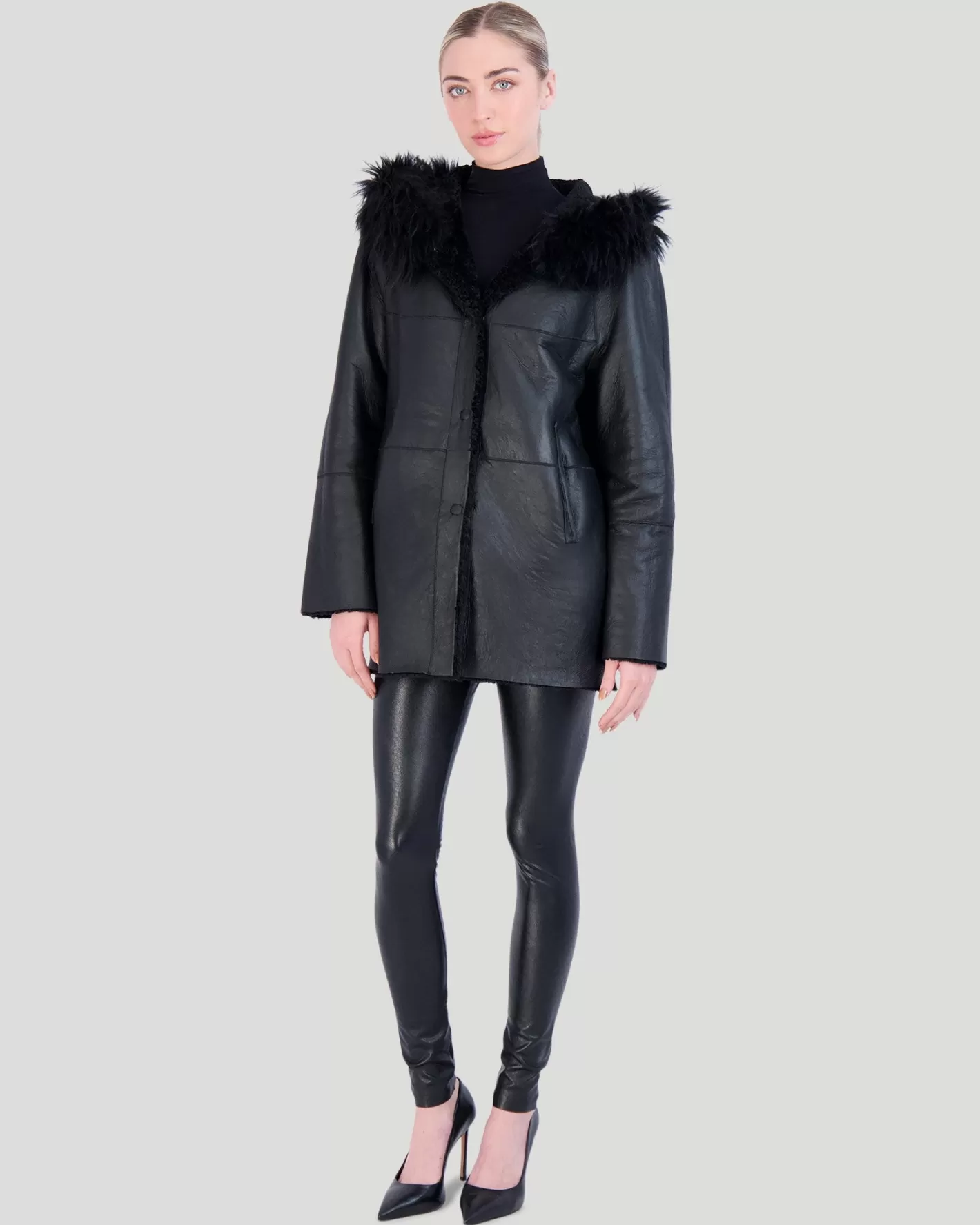 Women GORSKI Montreal Reversible Shearling Lamb Parka With Select Cashmere Goat Hood Trim