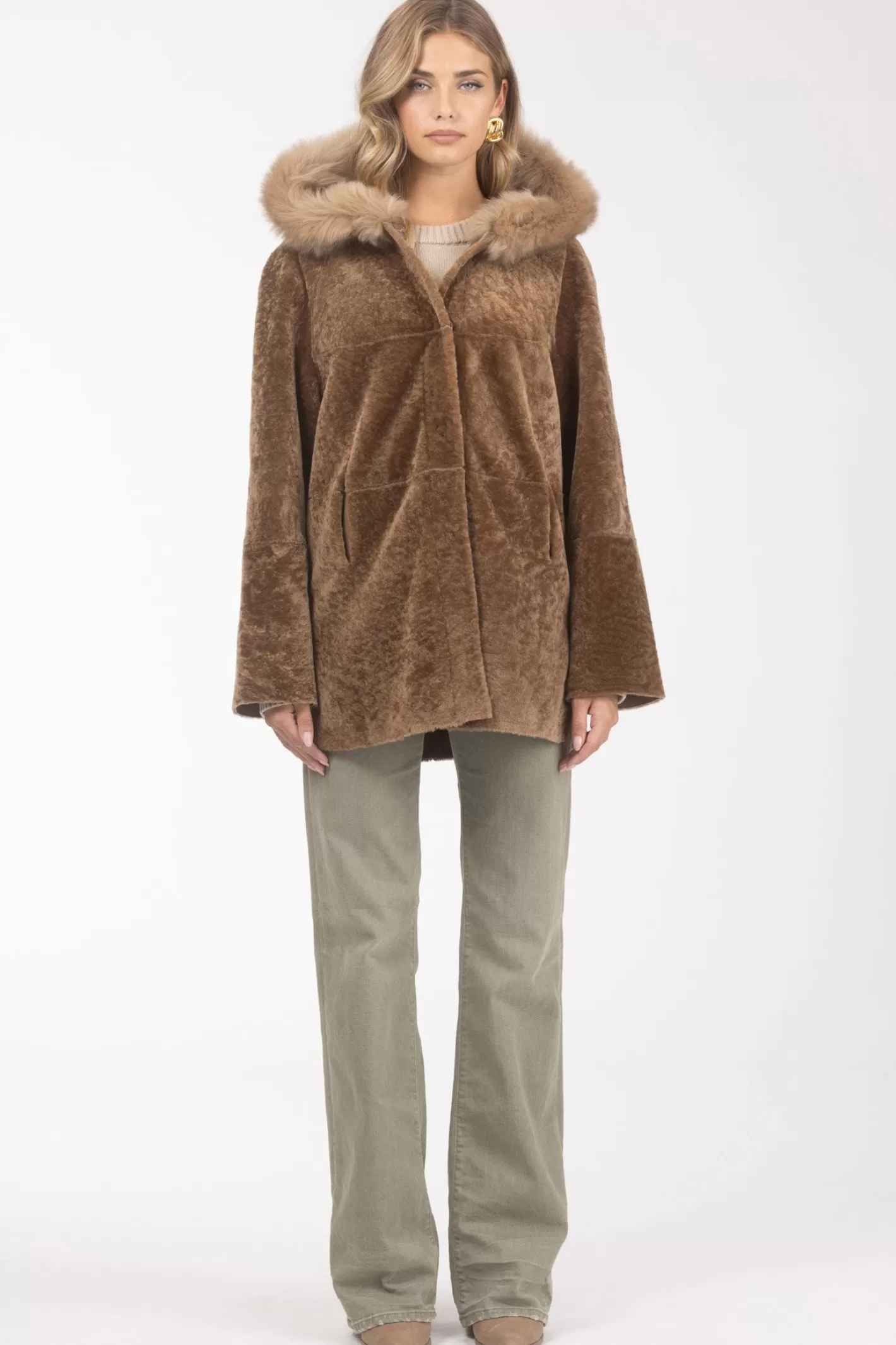 Women GORSKI Montreal Reversible Textured Shearling Lamb Parka With Merinillo Shearling Lamb Hood Trim