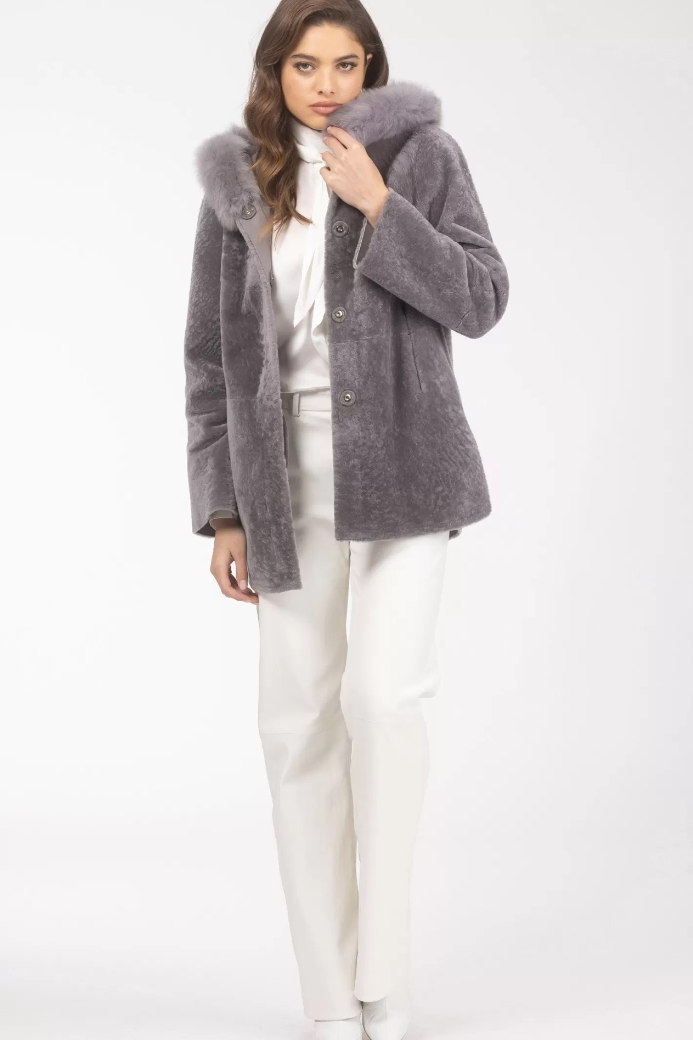 Women GORSKI Montreal Reversible Textured Shearling Lamb Parka With Merinillo Shearling Lamb Hood Trim