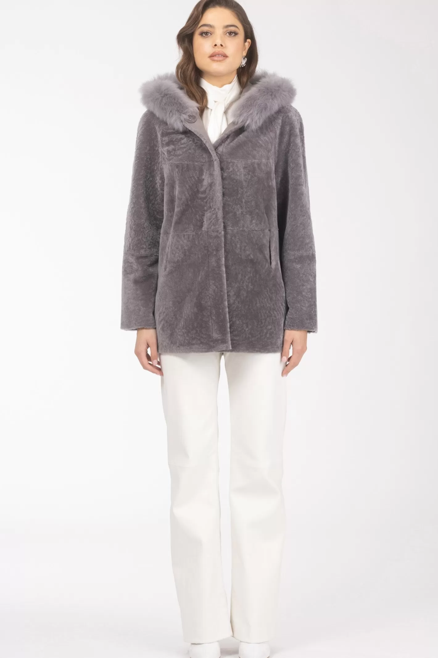 Women GORSKI Montreal Reversible Textured Shearling Lamb Parka With Merinillo Shearling Lamb Hood Trim
