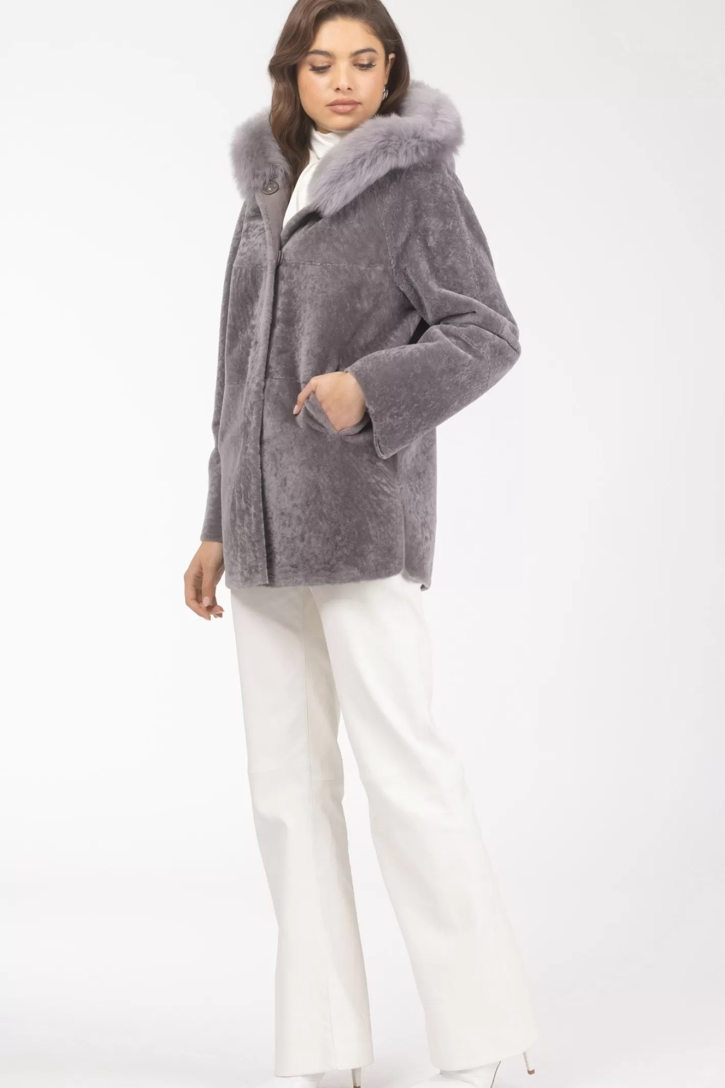 Women GORSKI Montreal Reversible Textured Shearling Lamb Parka With Merinillo Shearling Lamb Hood Trim