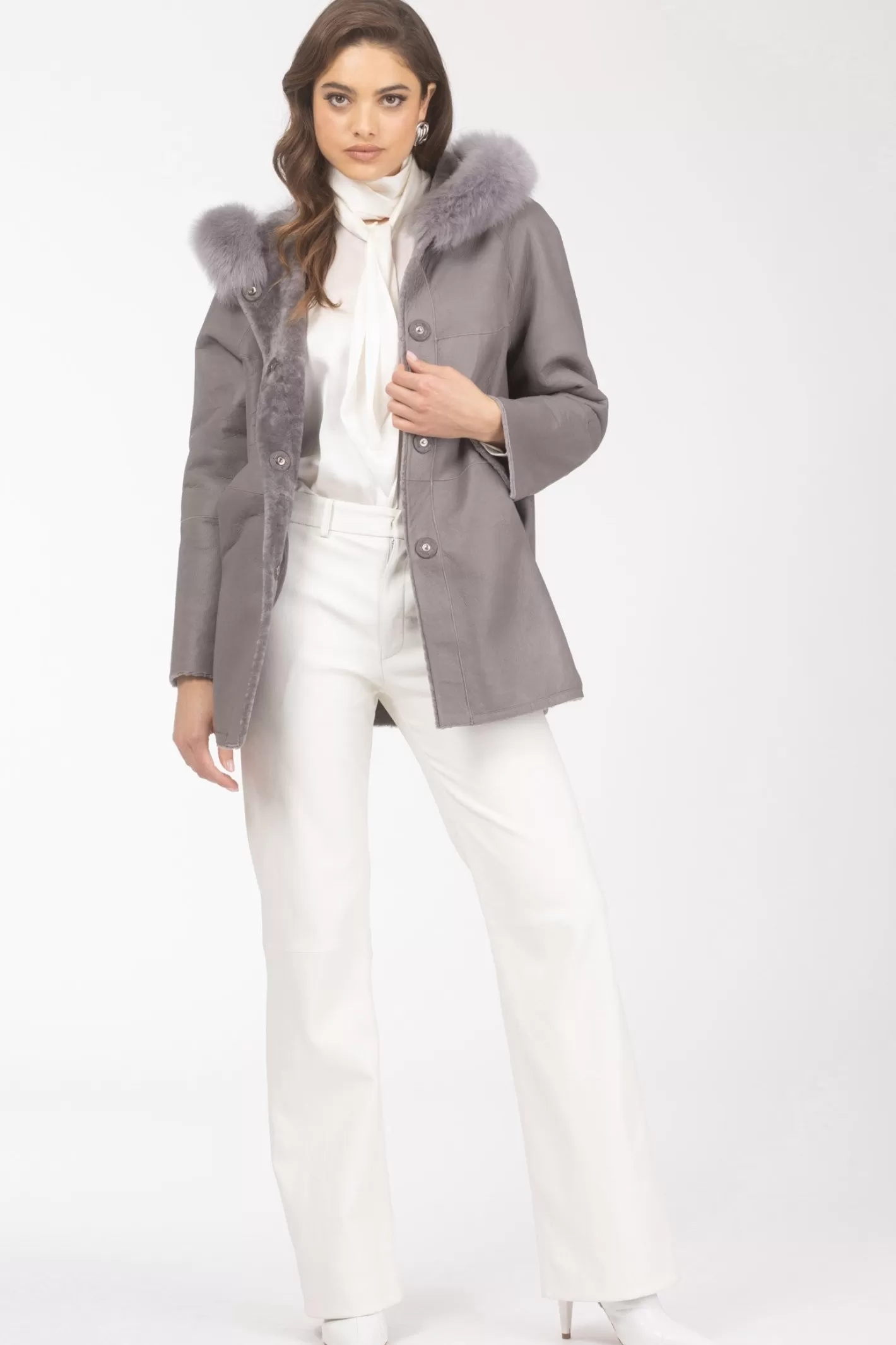 Women GORSKI Montreal Reversible Textured Shearling Lamb Parka With Merinillo Shearling Lamb Hood Trim