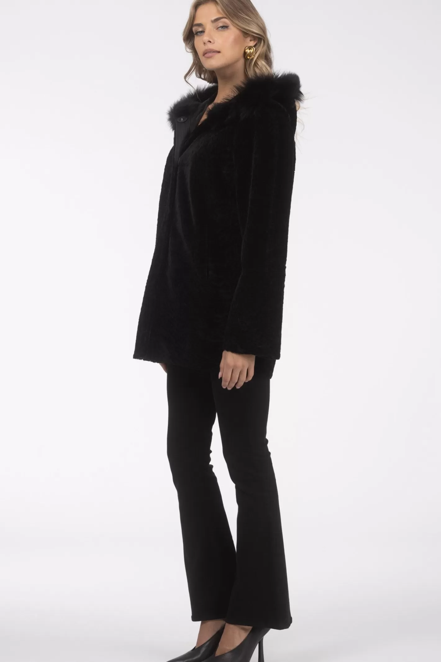 Women GORSKI Montreal Reversible Textured Shearling Lamb Parka With Merinillo Shearling Lamb Hood Trim