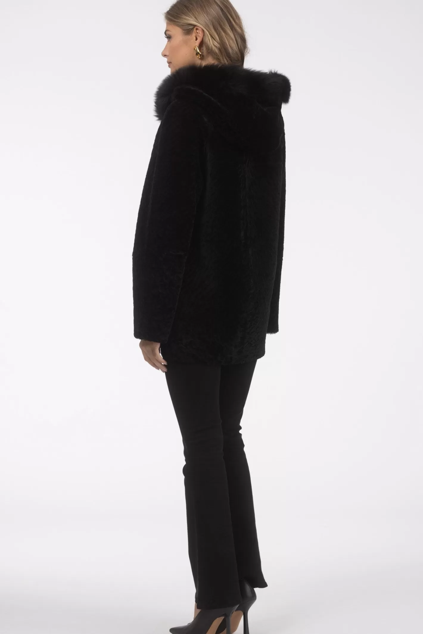 Women GORSKI Montreal Reversible Textured Shearling Lamb Parka With Merinillo Shearling Lamb Hood Trim