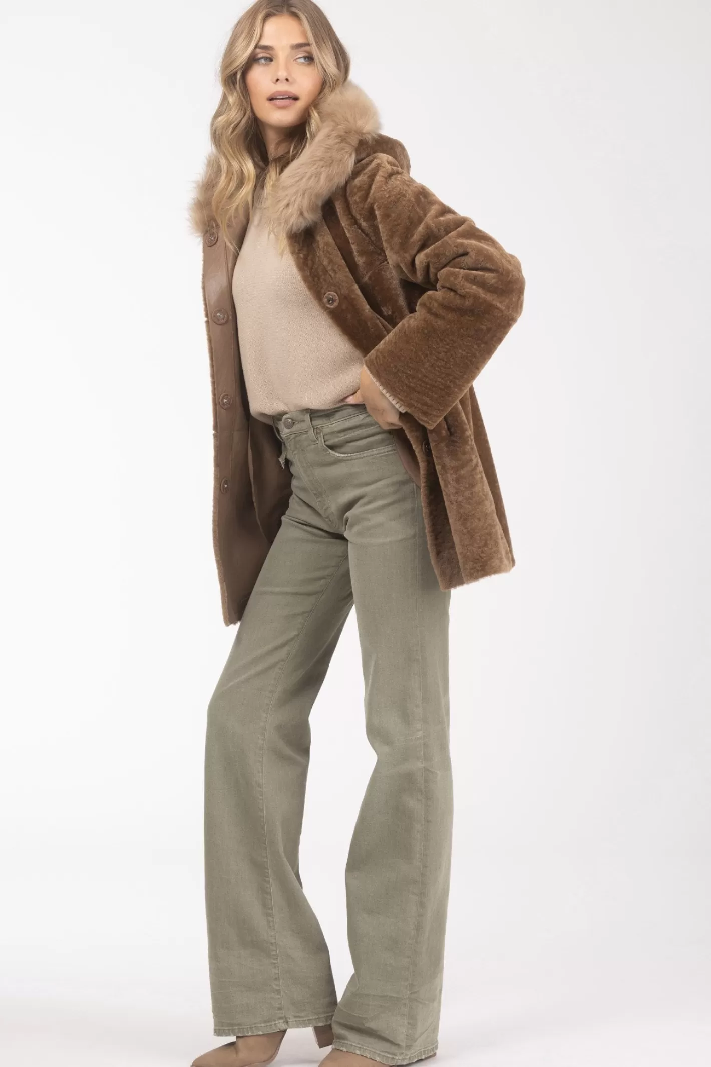 Women GORSKI Montreal Reversible Textured Shearling Lamb Parka With Merinillo Shearling Lamb Hood Trim