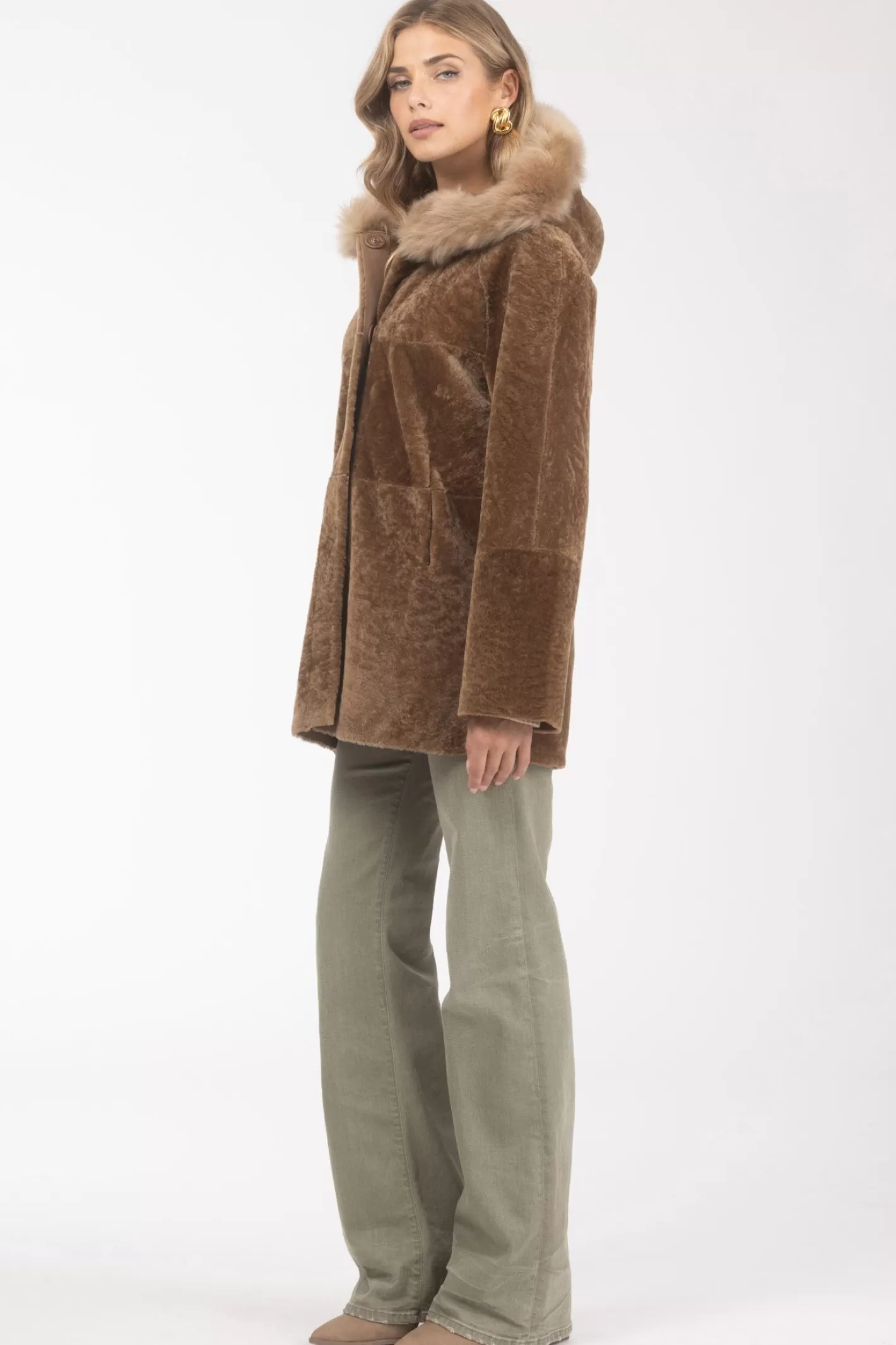 Women GORSKI Montreal Reversible Textured Shearling Lamb Parka With Merinillo Shearling Lamb Hood Trim