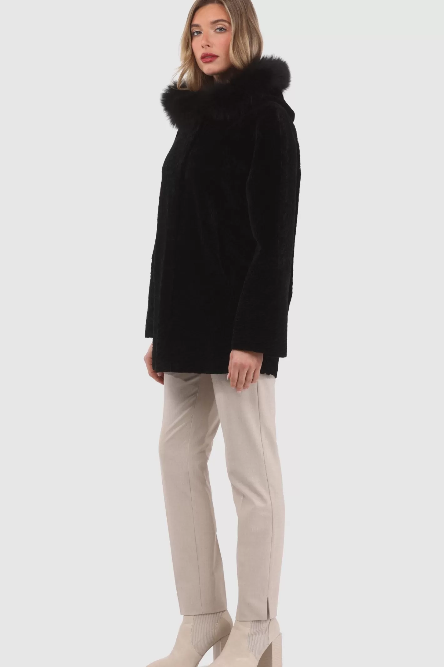 Women GORSKI Montreal Reversible Textured Shearling Lamb Parka With Merinillo Shearling Lamb Hood Trim