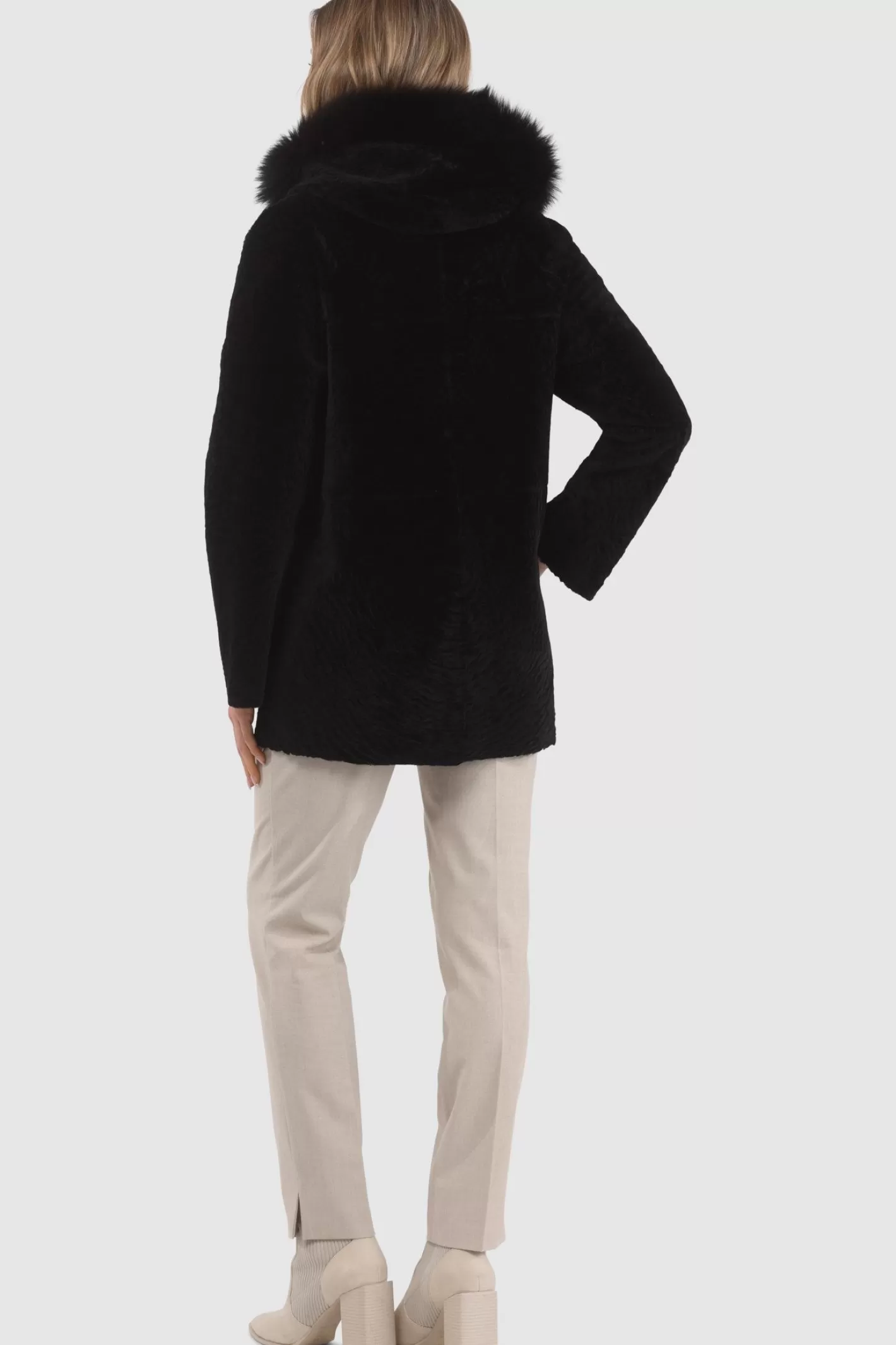 Women GORSKI Montreal Reversible Textured Shearling Lamb Parka With Merinillo Shearling Lamb Hood Trim