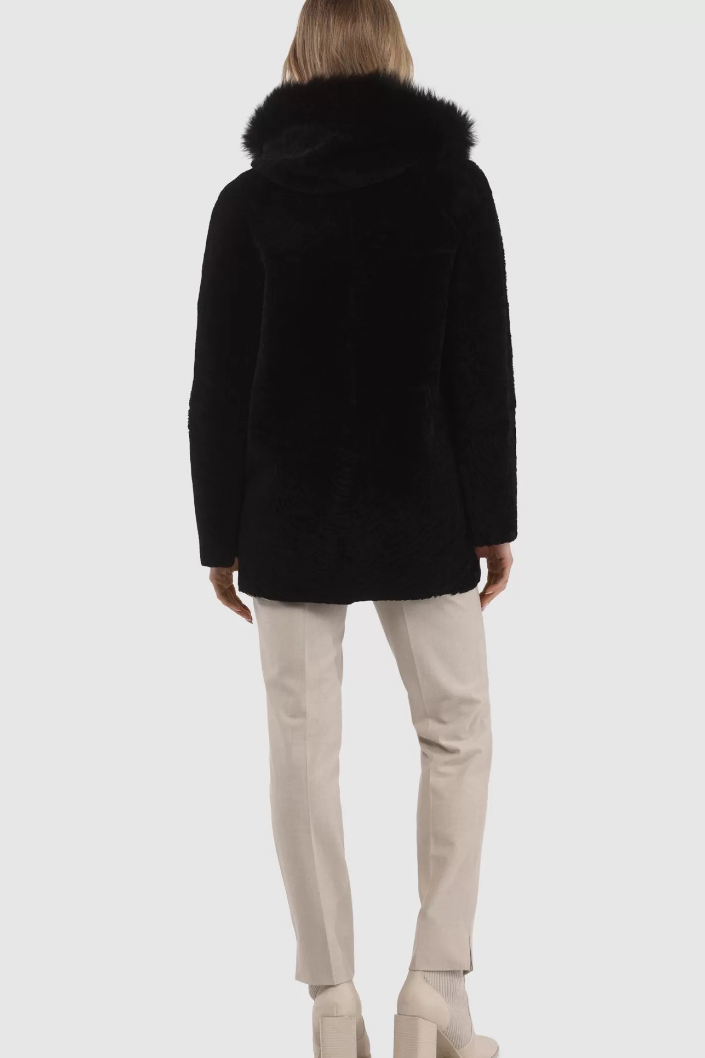 Women GORSKI Montreal Reversible Textured Shearling Lamb Parka With Merinillo Shearling Lamb Hood Trim