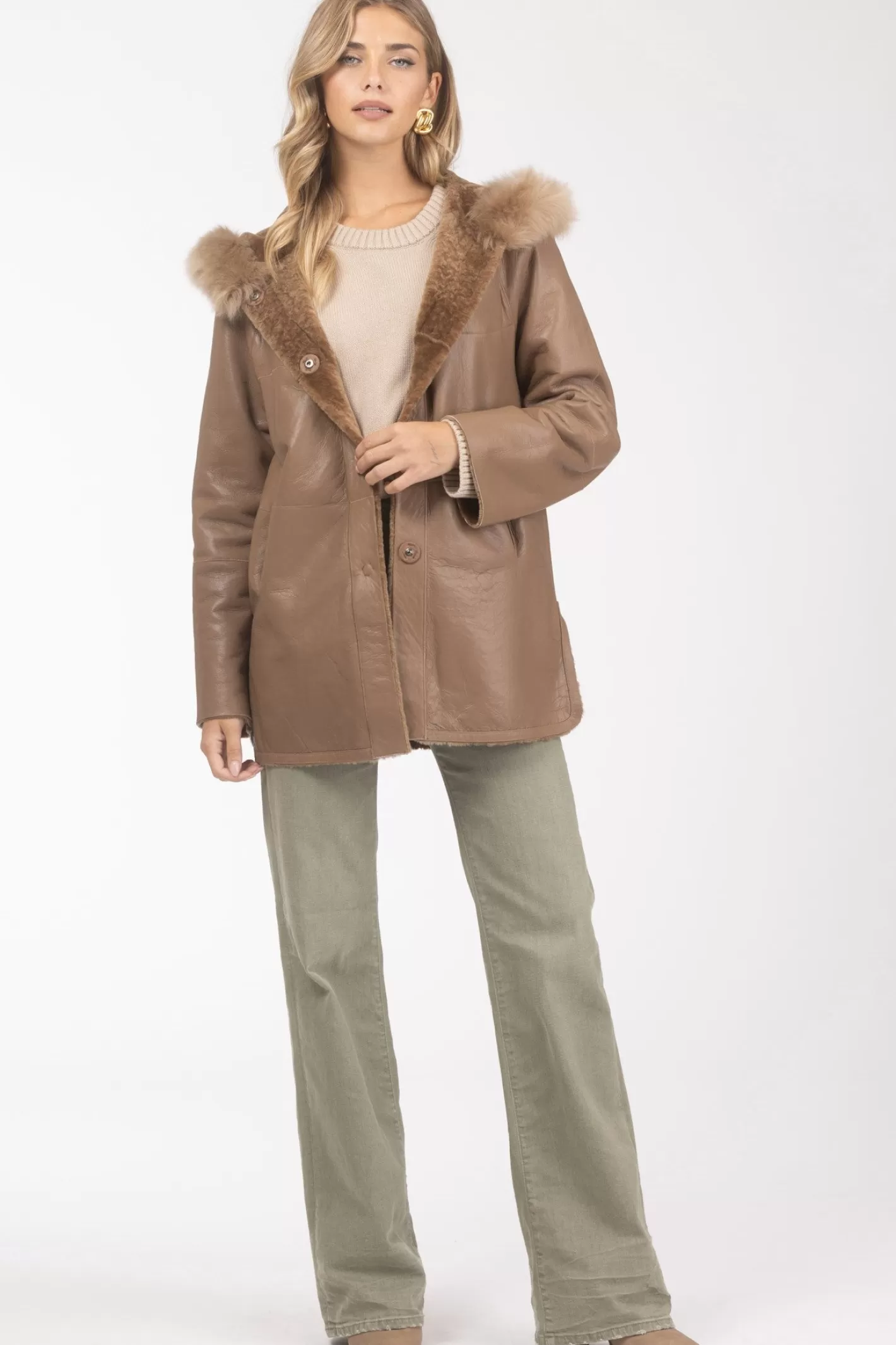 Women GORSKI Montreal Reversible Textured Shearling Lamb Parka With Merinillo Shearling Lamb Hood Trim