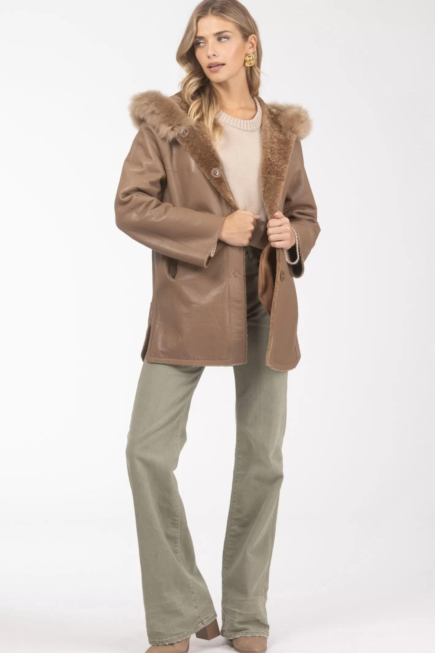 Women GORSKI Montreal Reversible Textured Shearling Lamb Parka With Merinillo Shearling Lamb Hood Trim