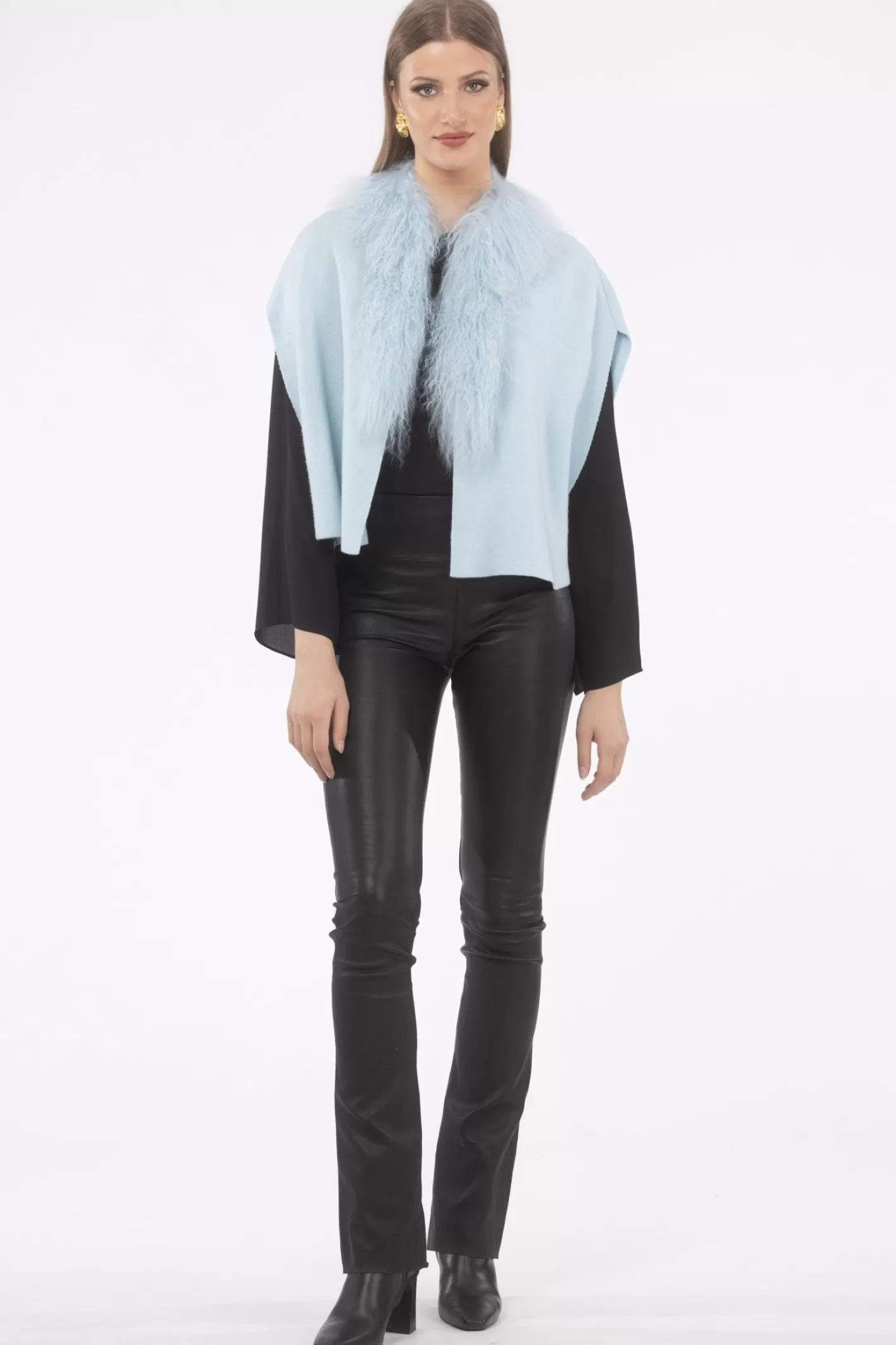 Women GORSKI Montreal Select Cashmere And Merino Wool Blend Cape With Select Mongolian Lamb Trim