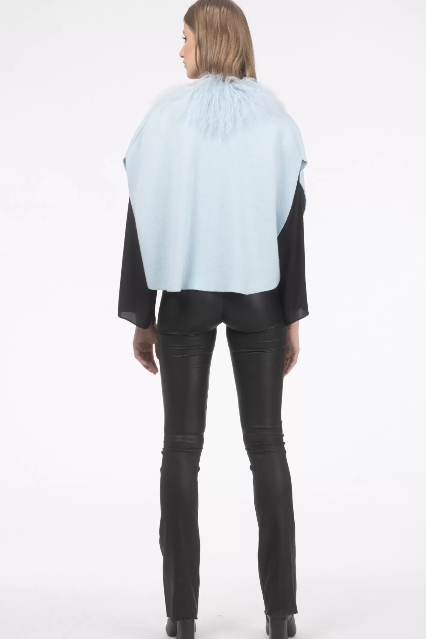 Women GORSKI Montreal Select Cashmere And Merino Wool Blend Cape With Select Mongolian Lamb Trim