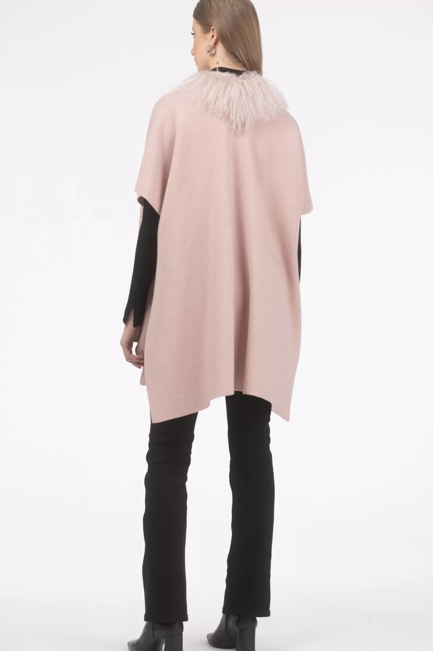 Women GORSKI Montreal Select Cashmere And Merino Wool Blend Cape With Select Mongolian Lamb Trim