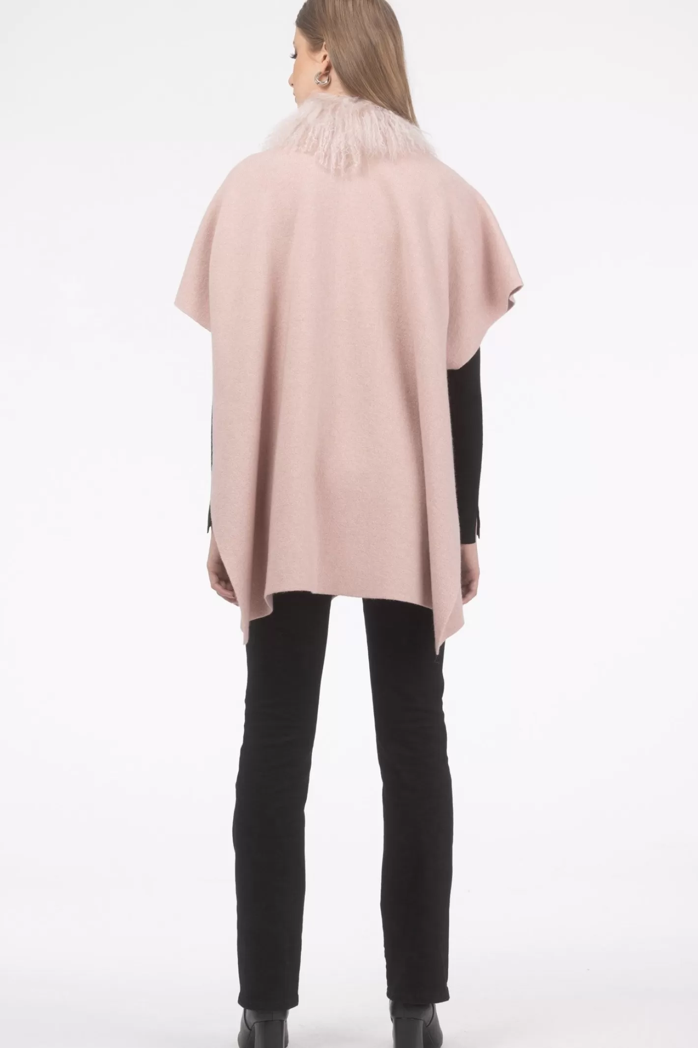 Women GORSKI Montreal Select Cashmere And Merino Wool Blend Cape With Select Mongolian Lamb Trim