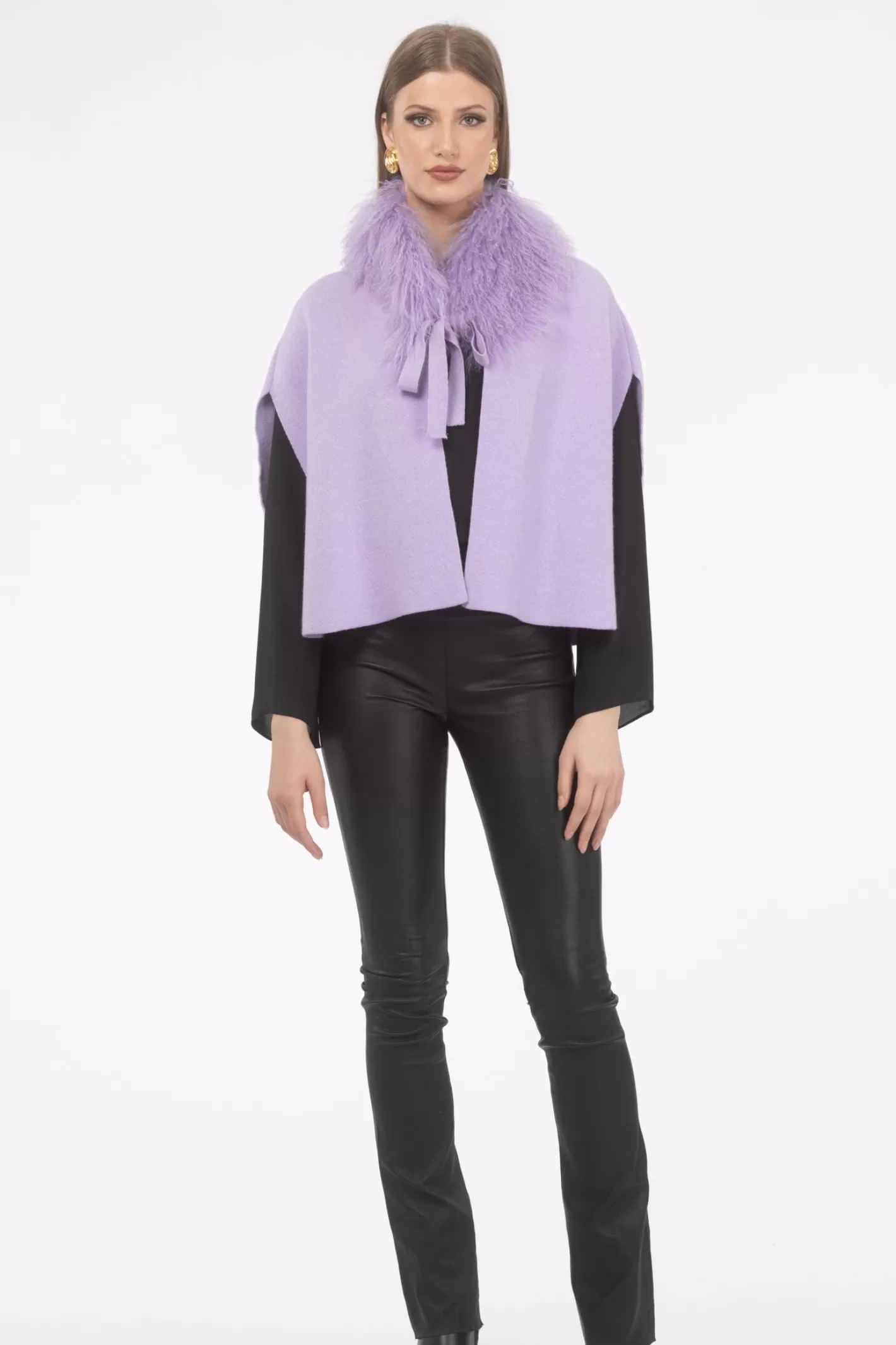 Women GORSKI Montreal Select Cashmere And Merino Wool Blend Cape With Select Mongolian Lamb Trim