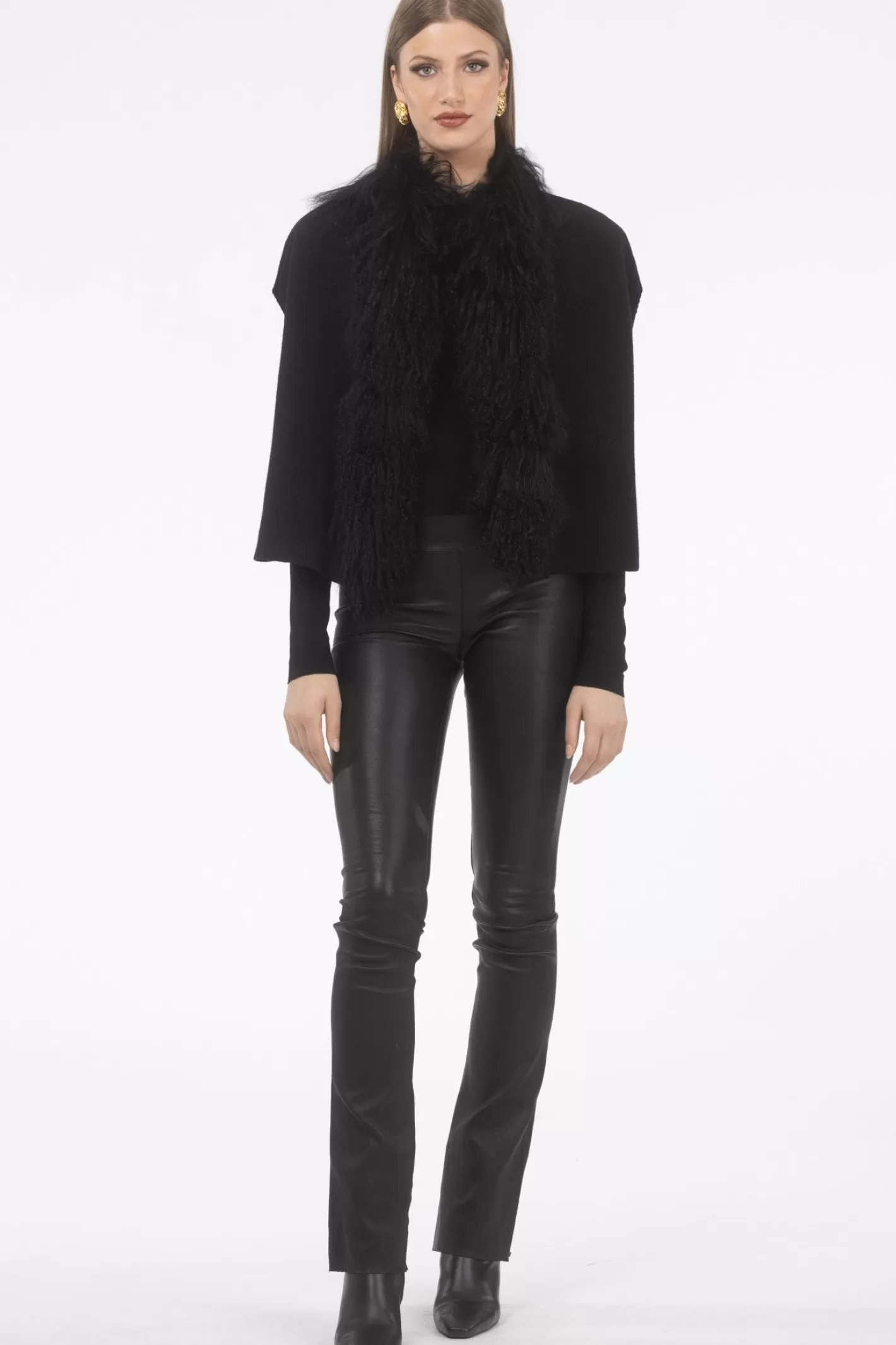 Women GORSKI Montreal Select Cashmere And Merino Wool Blend Cape With Select Mongolian Lamb Trim