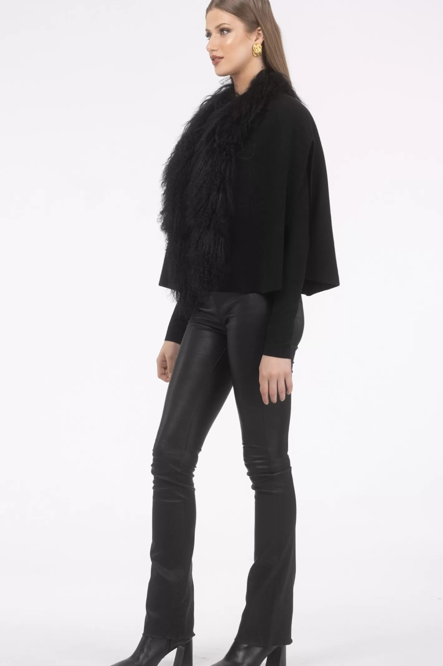 Women GORSKI Montreal Select Cashmere And Merino Wool Blend Cape With Select Mongolian Lamb Trim